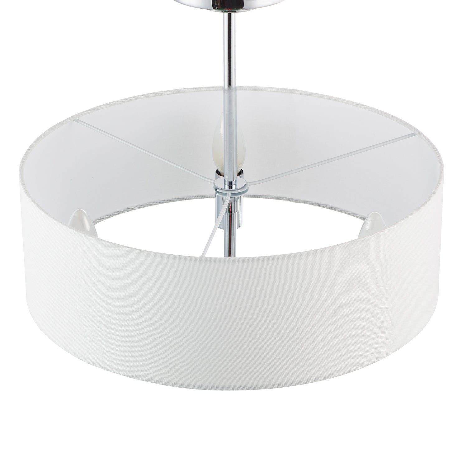 Chic Chandelier Semi Flush Ceiling Light in Polished Chrome with Shade Image 3