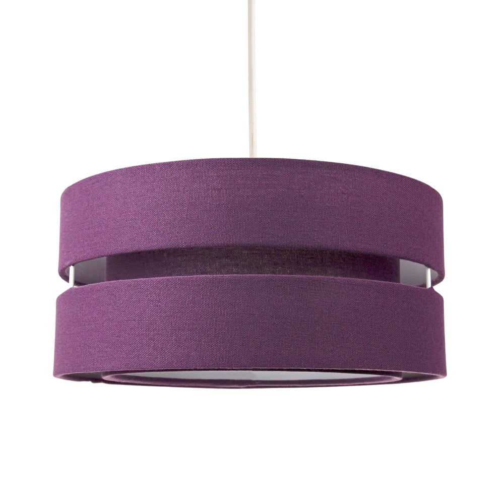 Contemporary Quality Purple Linen Fabric Triple Tier Ceiling Pendant Light Shade Image 1