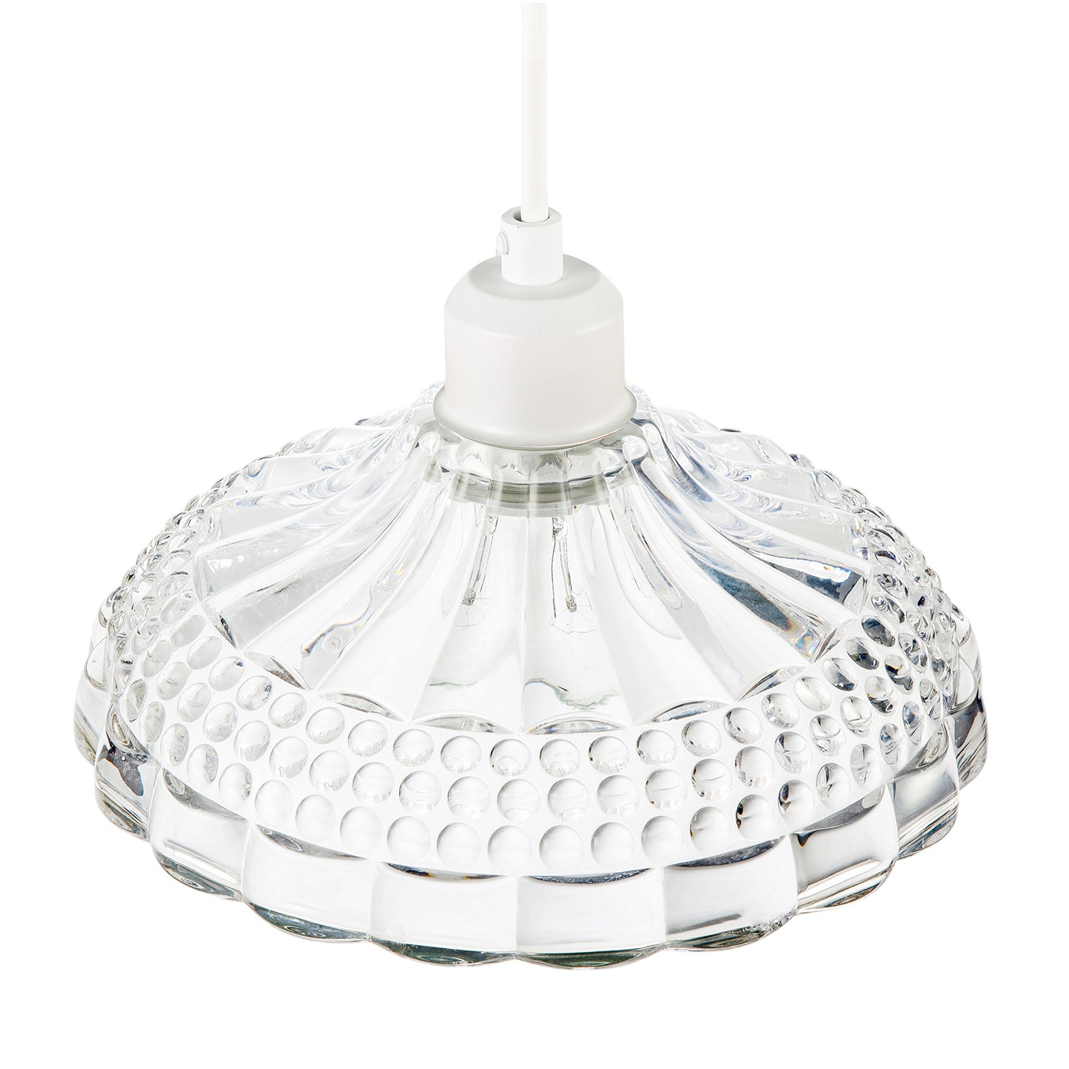 Modern Clear Textured Glass Dome Pendant Light Shade with Bubble Decor Image 3