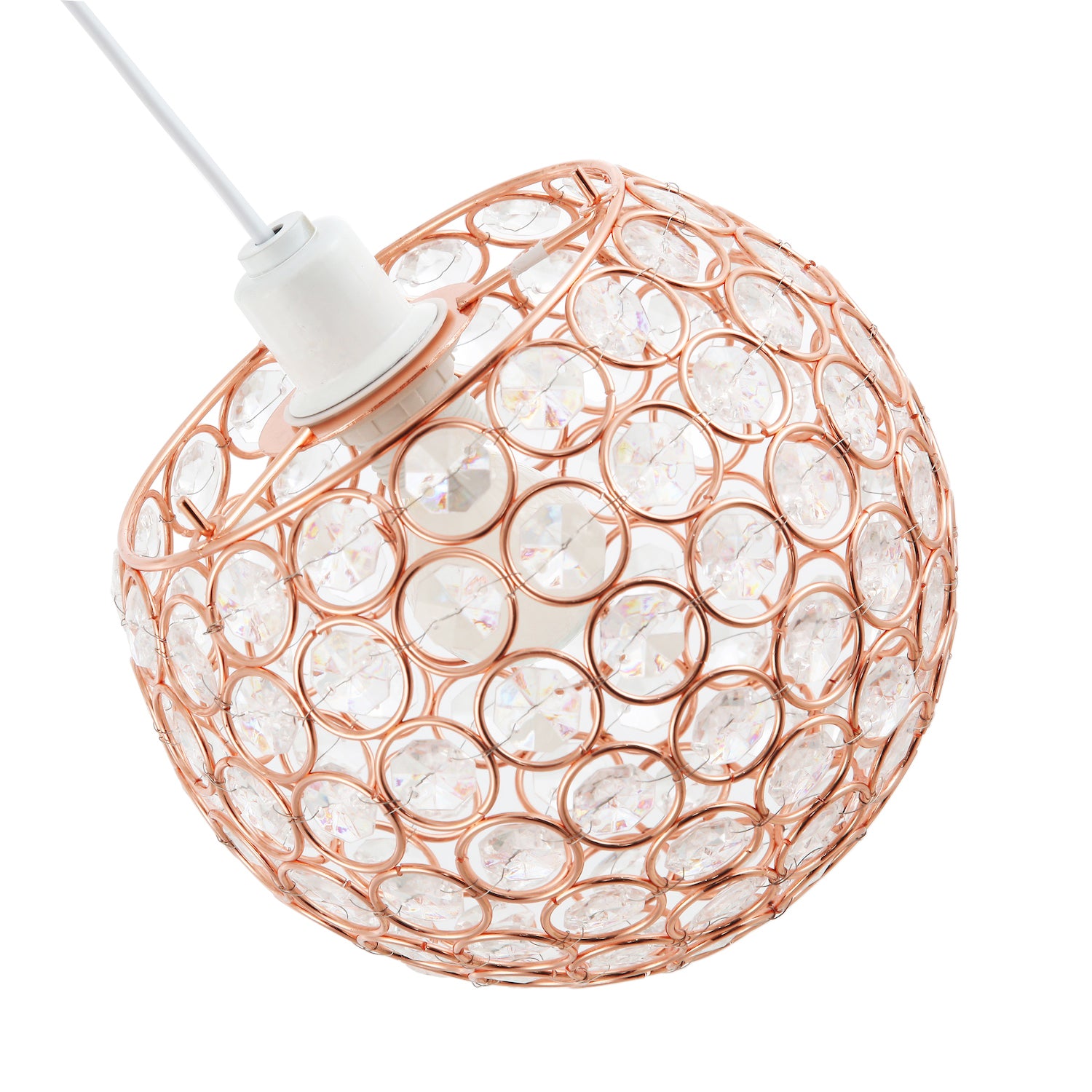 Modern Round Copper Globe Easy Fit Pendant Shade with Small Clear Acrylic Beads Image 4