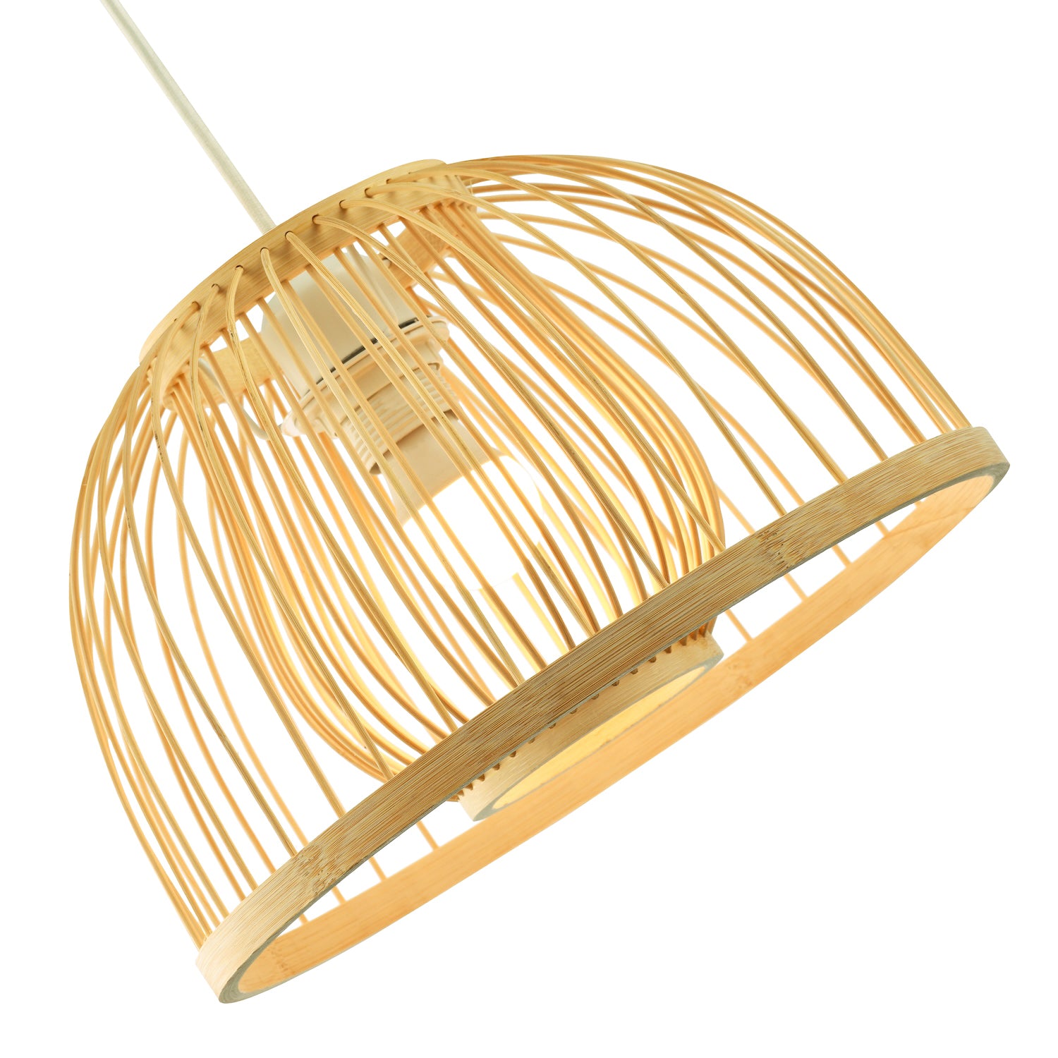 Classic Birdcage Rattan and Bamboo Pendant Light Shade with Inner and Outer Image 5