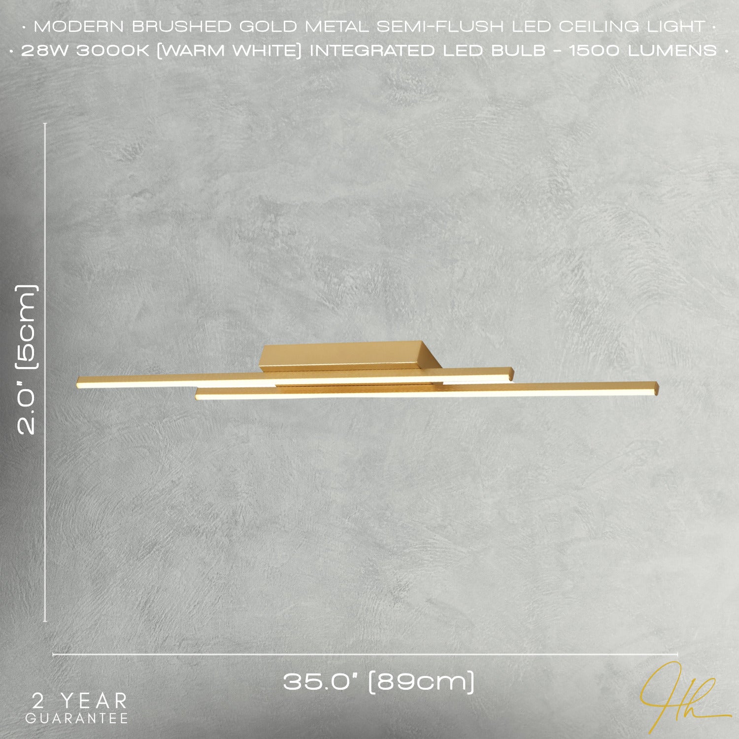 Designer Brushed Gold Metal Kitchen LED 89cm Ceiling Light Fitting Image 6