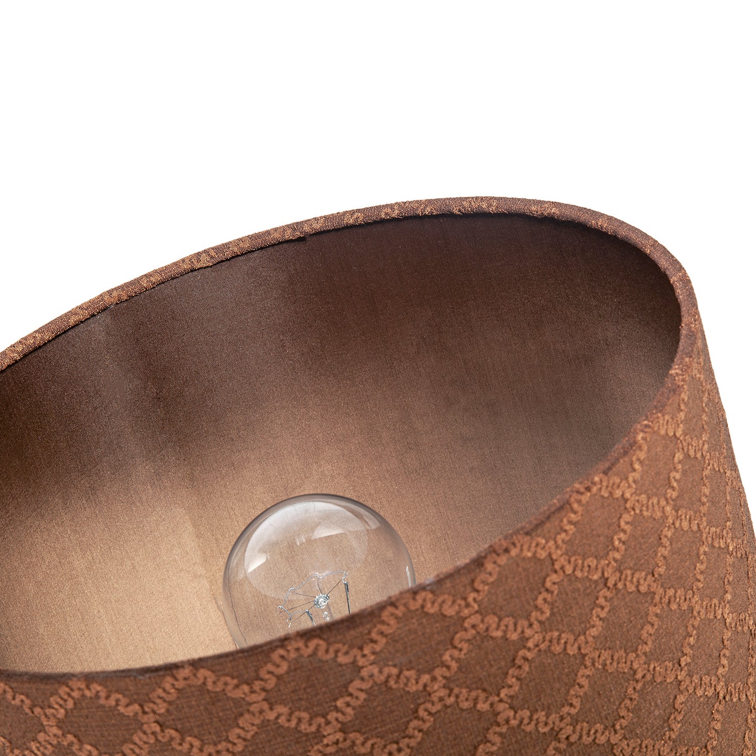 Contemporary Chocolate Brown Woven Lattice Lampshade in Textured Linen Image 5