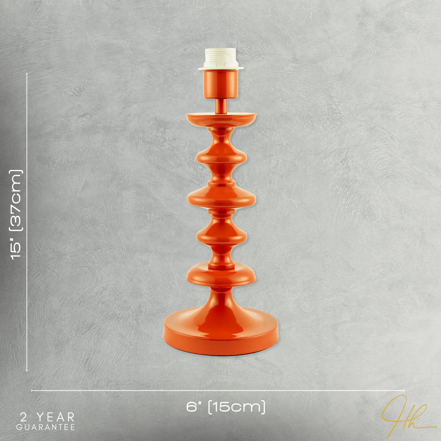 Modern Vivid Orange Gloss Table Lamp Base with Chic Round Step Design Image 7