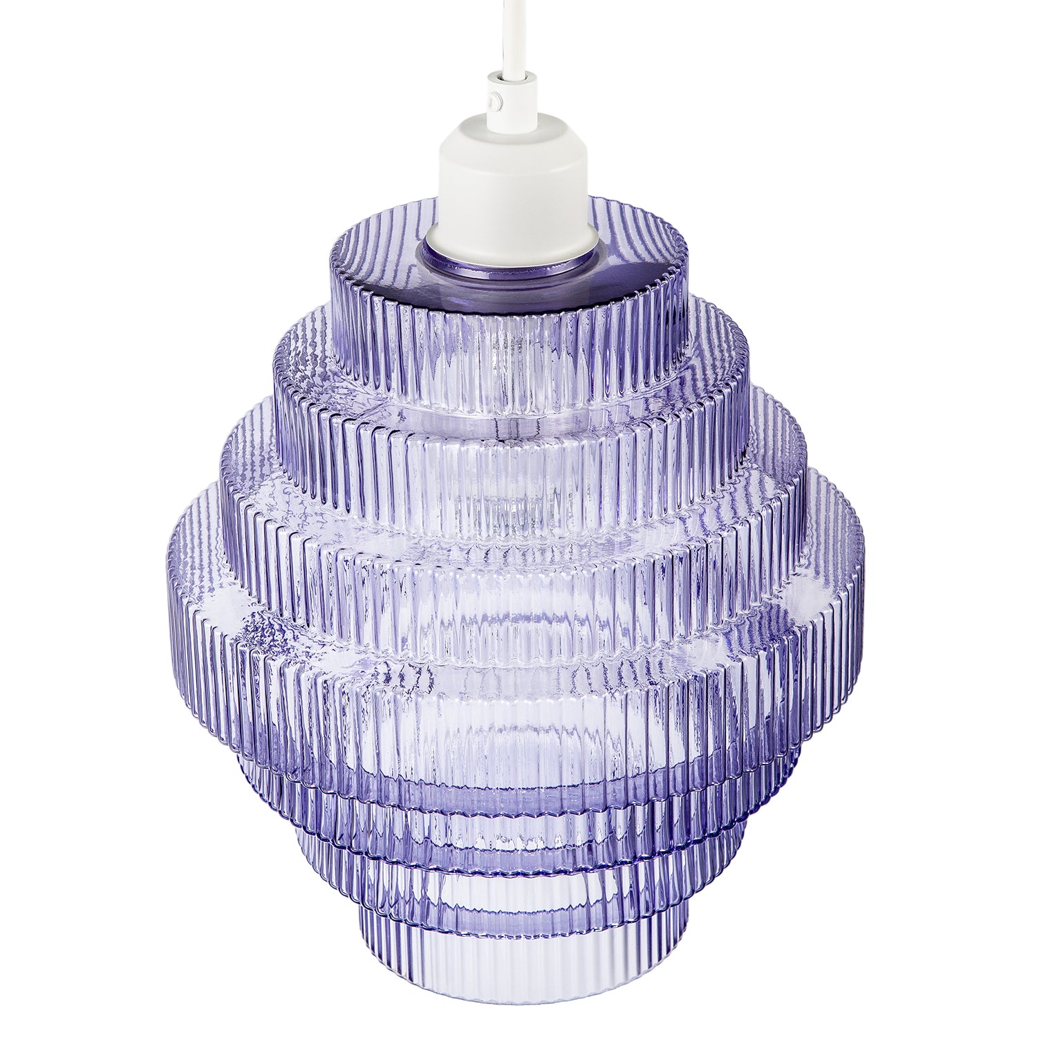Tiered Stepped Design Smoked Lavender Glass Pendant Ceiling Lamp Shade Image 3