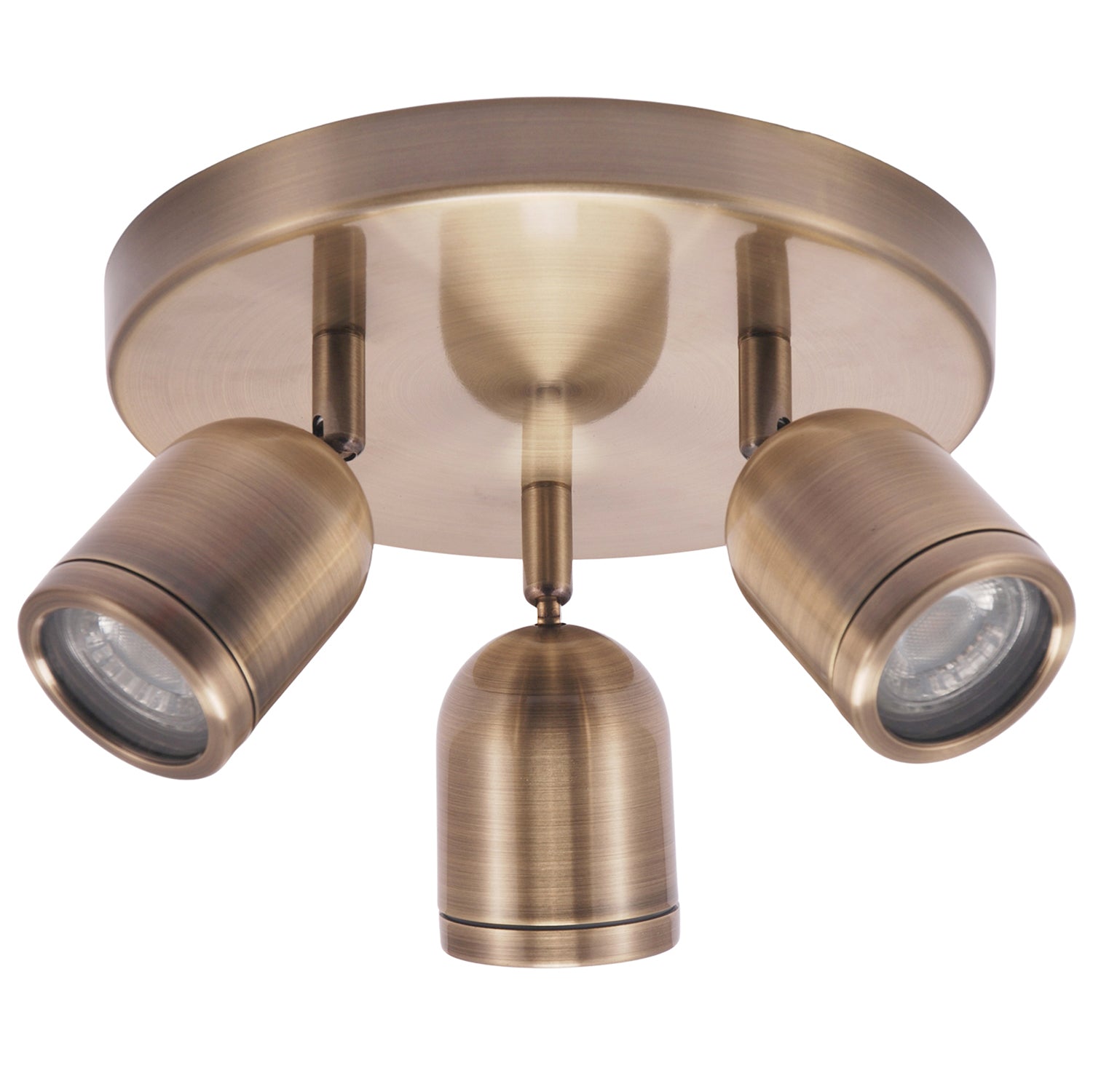 Modern Triple Spot IP44 Antique Brass Bath Ceiling Light with Adjustable Heads Image 1