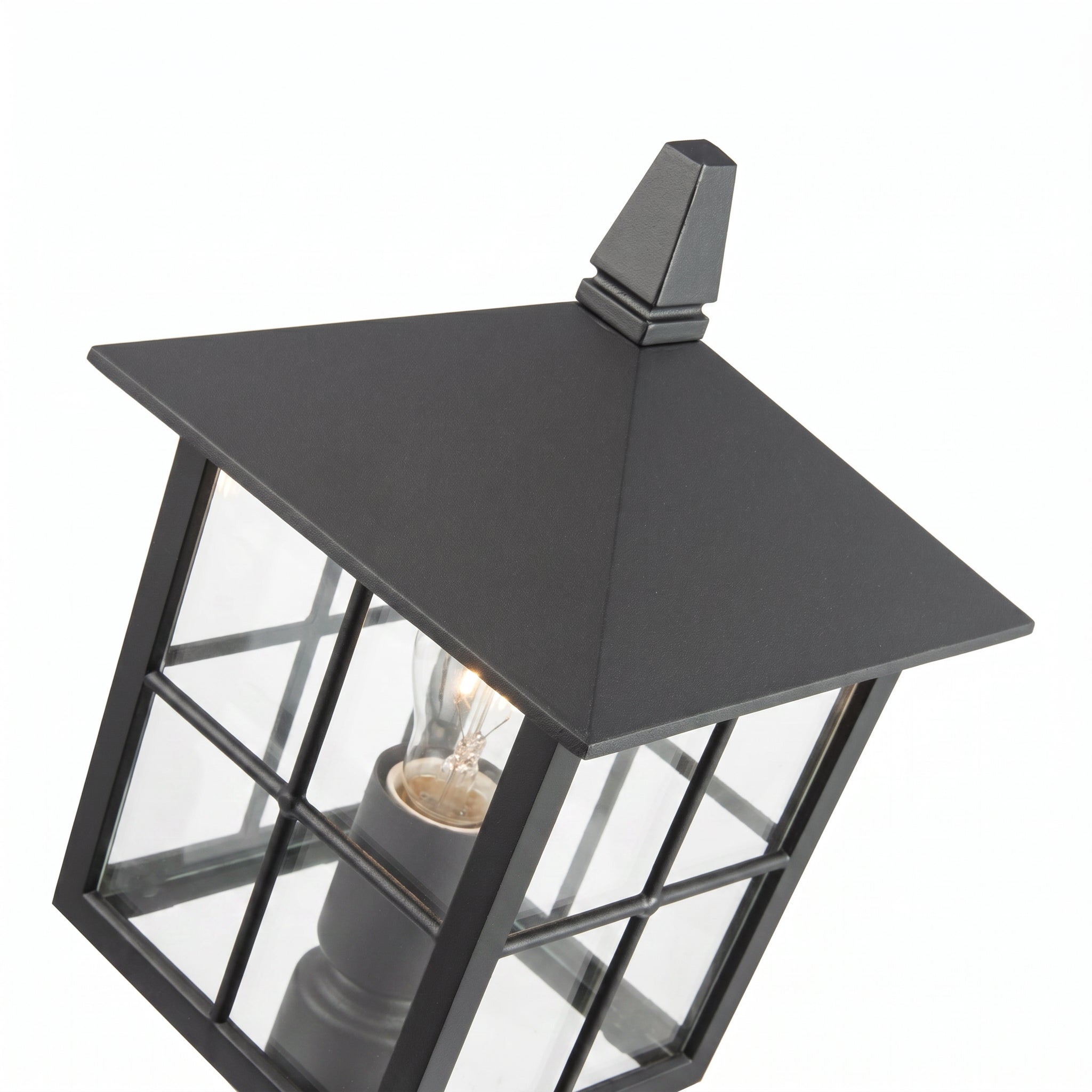 Classic Matte Black Die-Cast Aluminium Metal Exterior Lantern Bollard Fitting Image 5