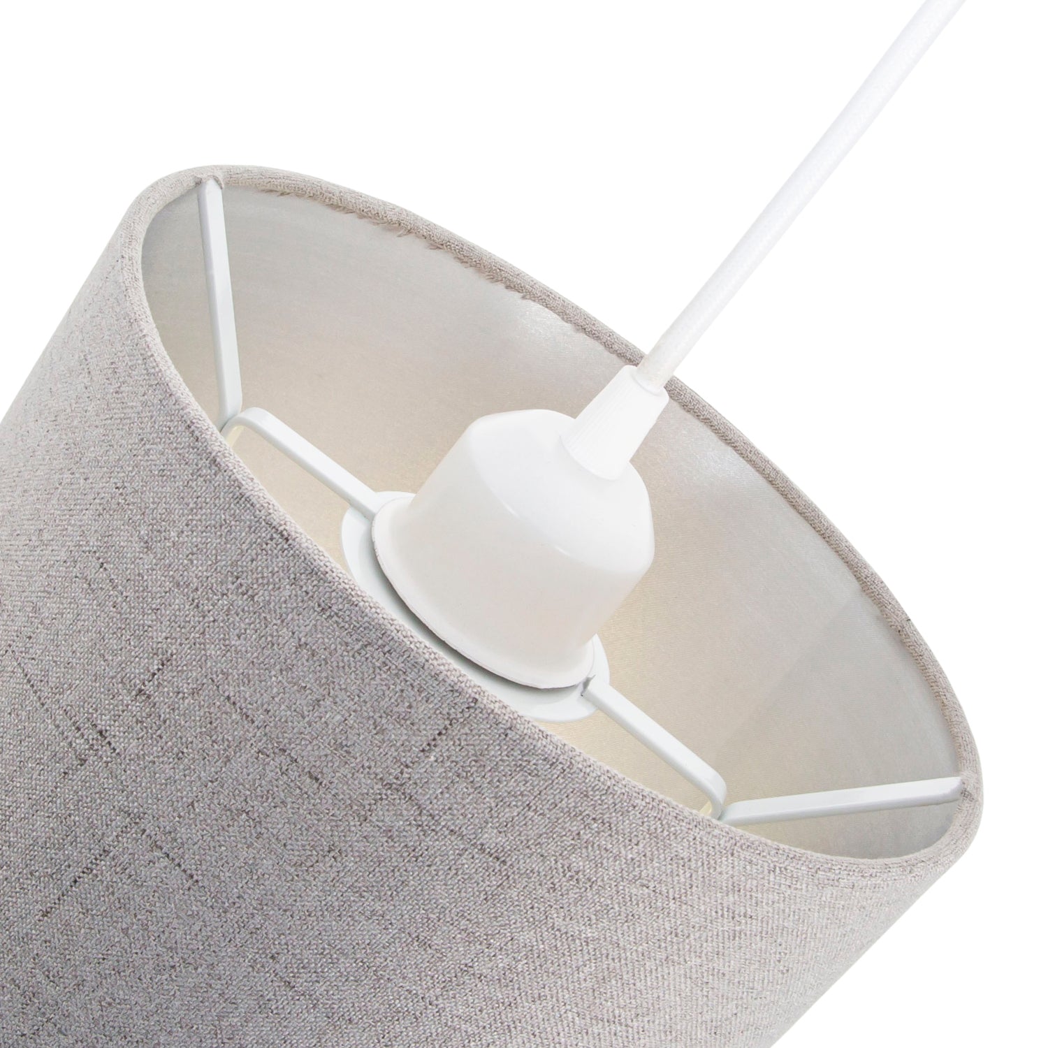 Modern Grey Linen Fabric Small 8" Drum Lamp Shade with Matching Satin Lining Image 3