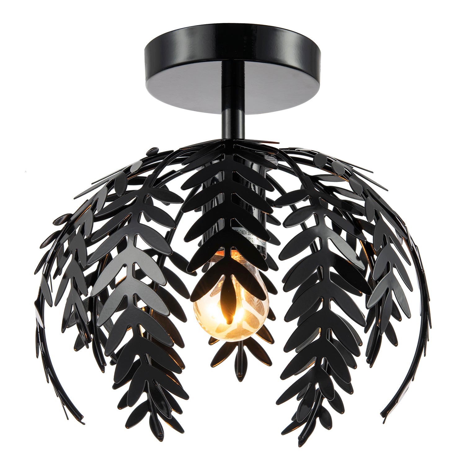 Contemporary Fern Leaf Designed Ceiling Lighting Fitting in Black Gloss Finish Image 1