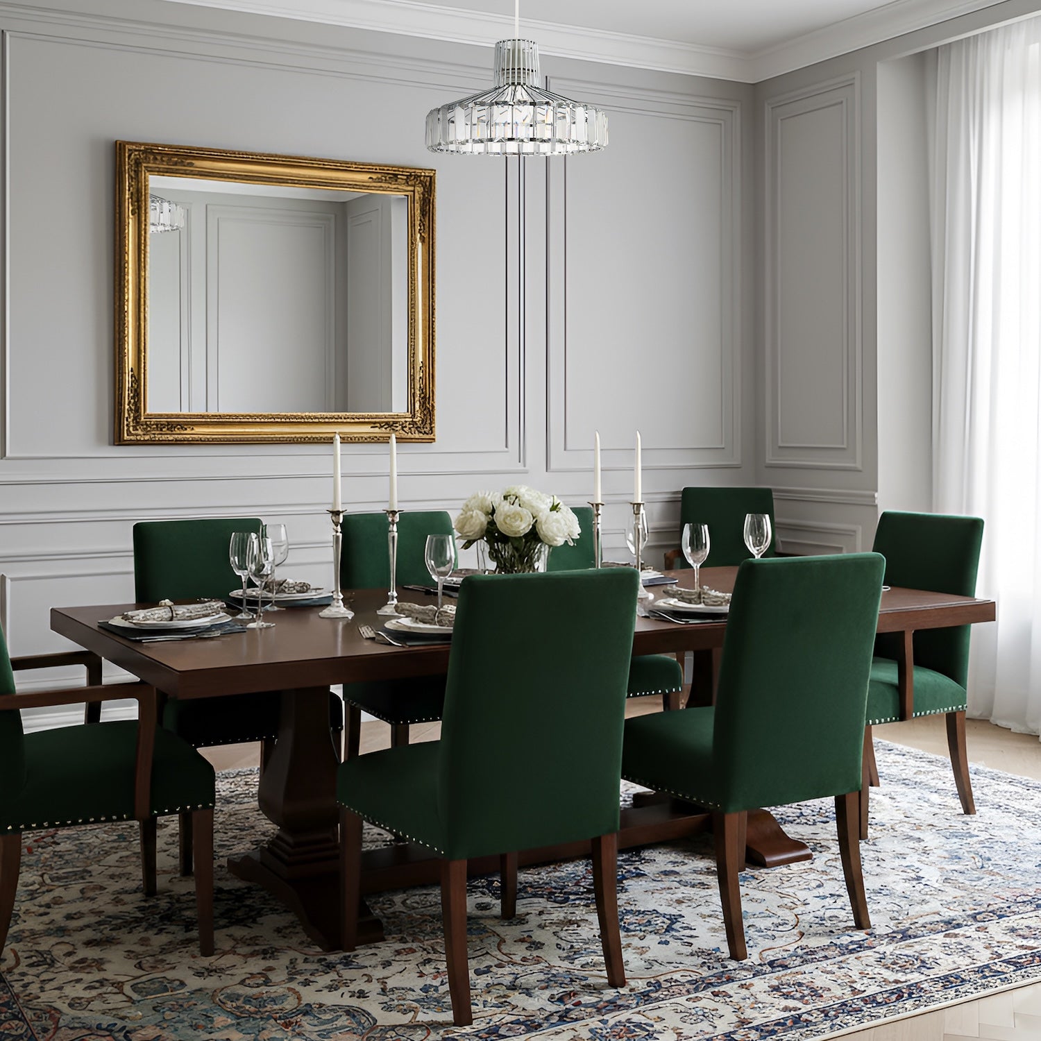 Modern Chrome Plated Easy Fit Pendant Shade with Clear Acrylic Prisms Image 6