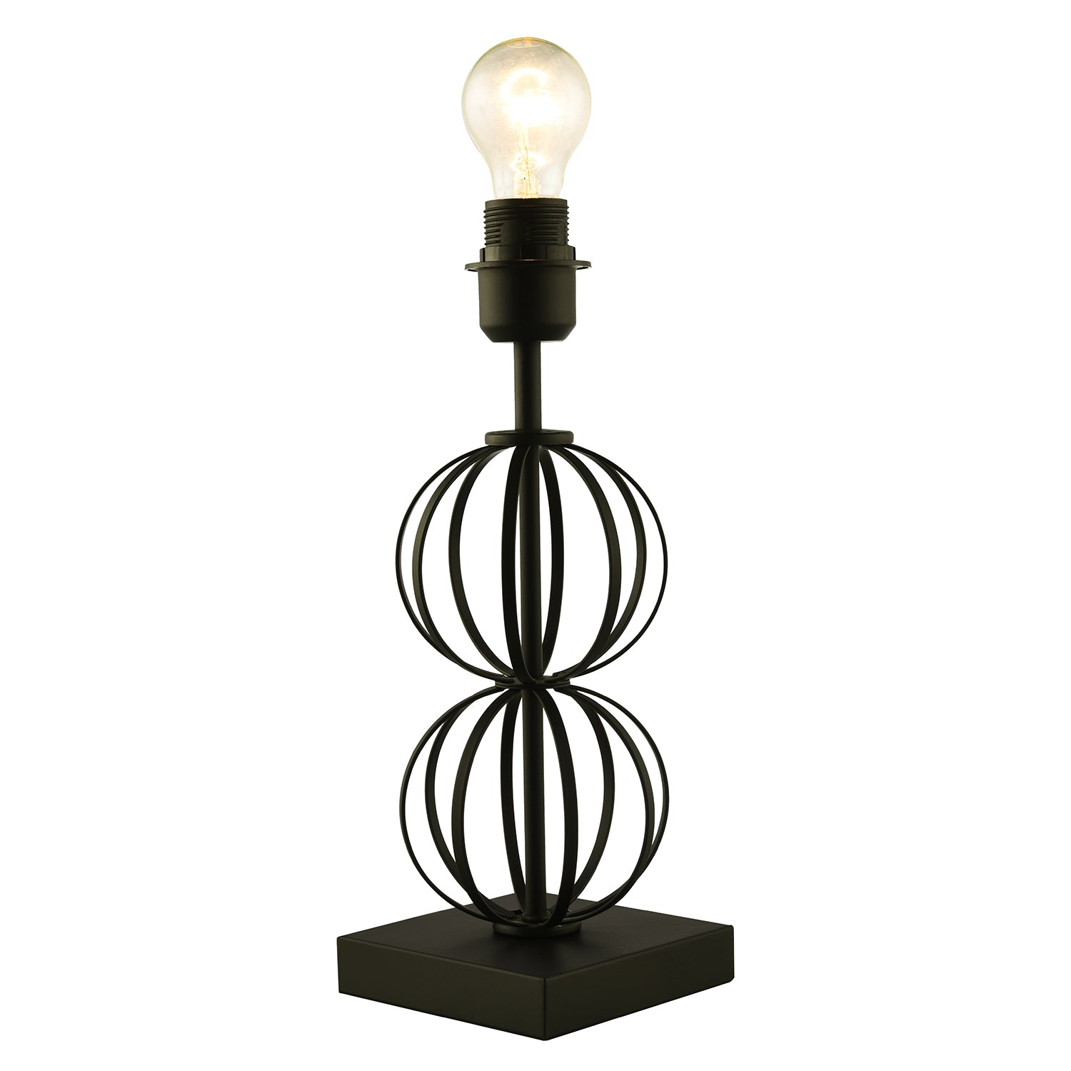 Traditional Classic Black Table Lamp Base with Curving Wire Spheres Image 4