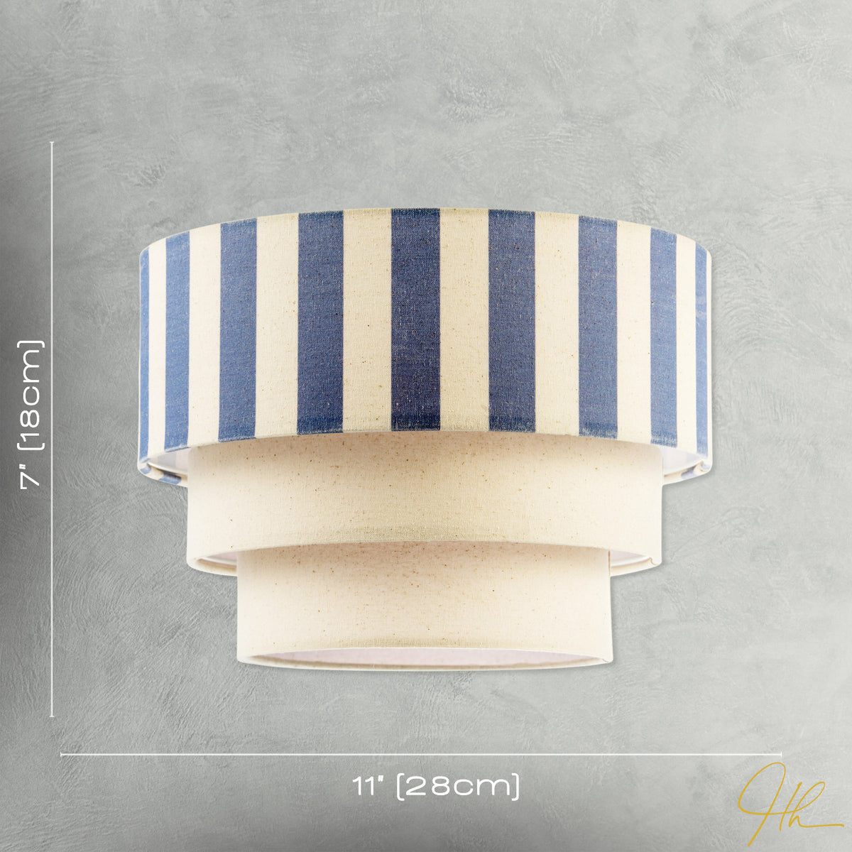 Modern Three Tier Pendant Light Shade with Dusty Amparo Blue Stripes Image 7