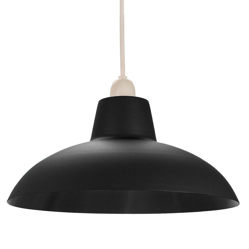 Industrial Retro Designed Matt Black Curved Metal Ceiling Pendant Light Shade Image 1