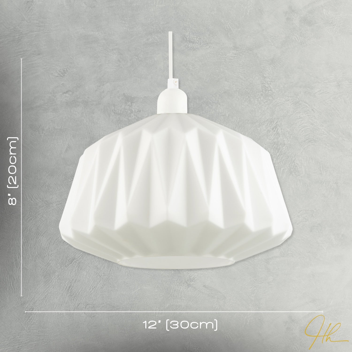 Designer Opal White Glass Pendant Shade with Triangular Shaped Grooves Image 7