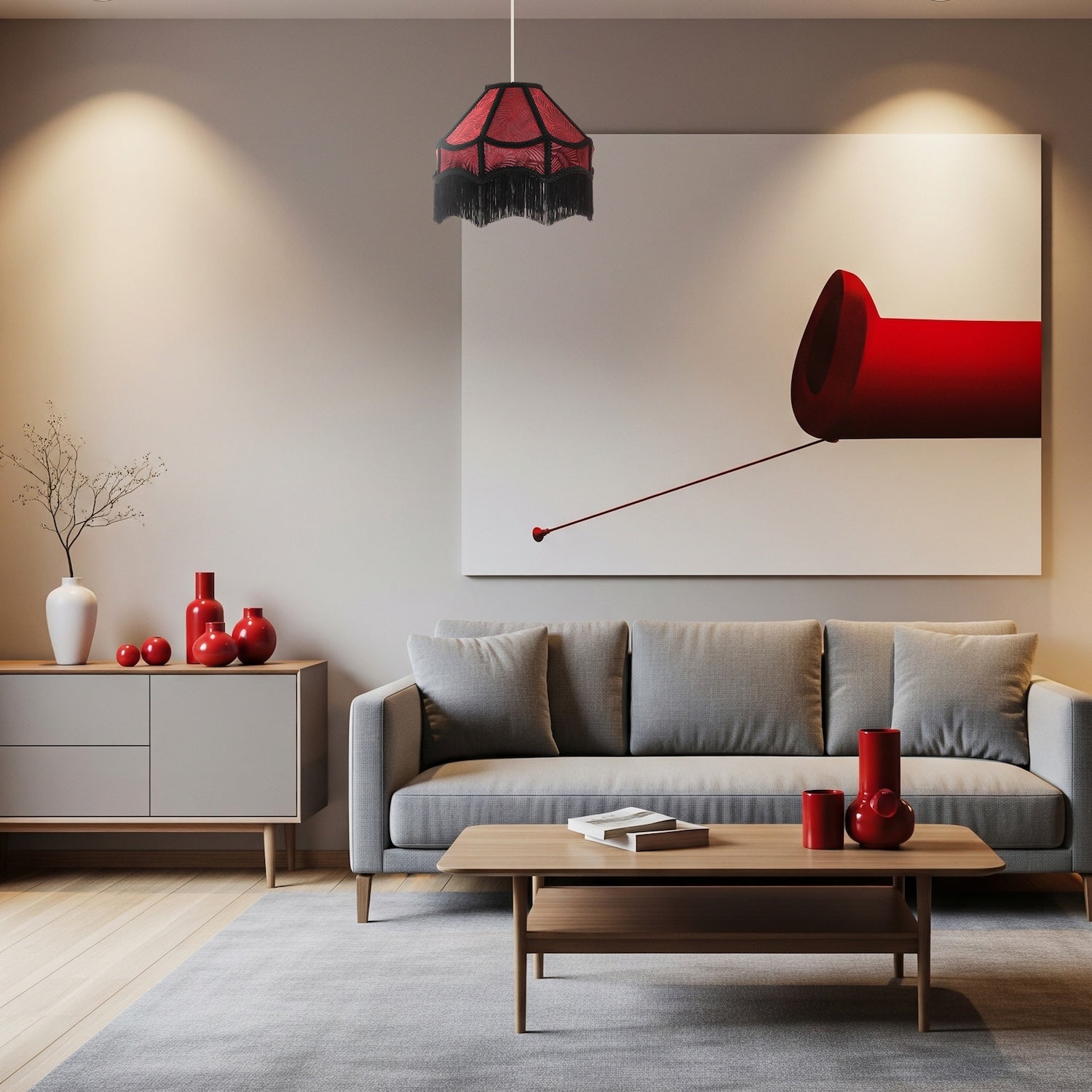 Vintage Victorian Style Lamp Shade in Burgundy with Black Tassels Image 6