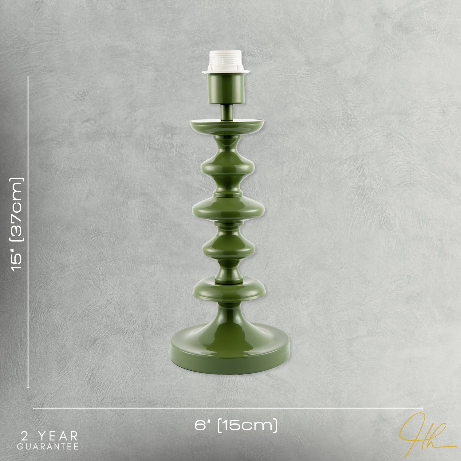 Modern Olive Green Gloss Table Lamp Base with Chic Round Step Design Image 7