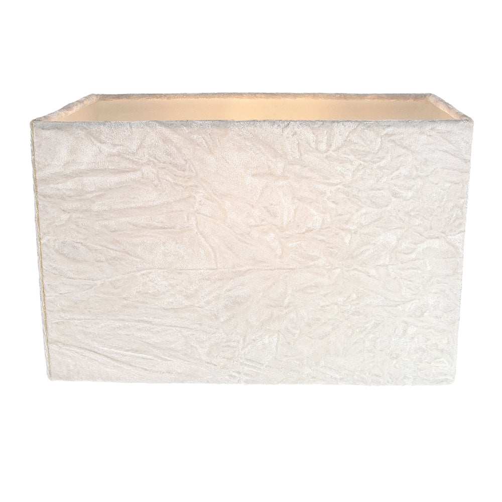 Contemporary Designer Arctic White Crushed Velvet Fabric Rectangular Lamp Shade Image 2