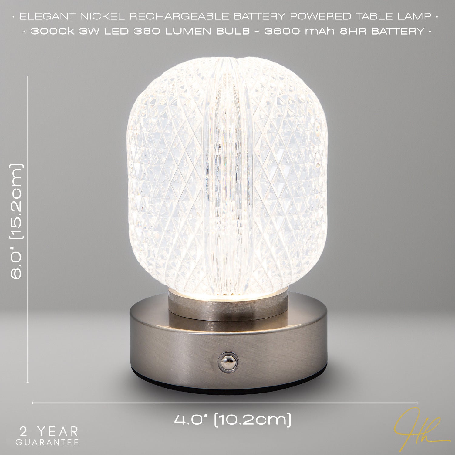 Modern Nickel Rechargeable Touch Dimmable Table Lamp with Glass Shade Image 5