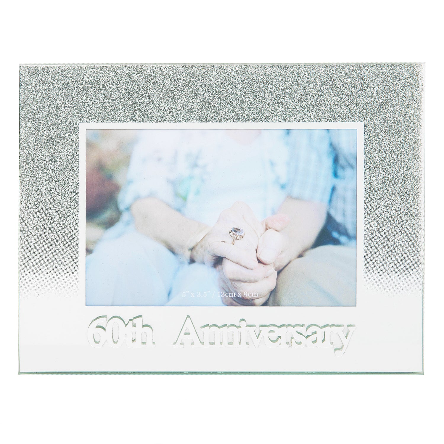 Silver Glitter 60th Anniversary Picture Frame with Acrylic Letters - 5" x 3.5" Image 1