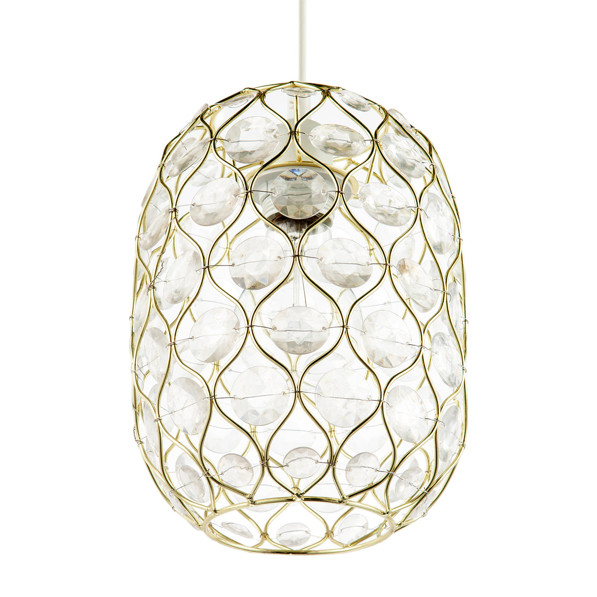 Glamorous Gold Plated Pendant Shade with Clear Faceted Acrylic Discs Image 5