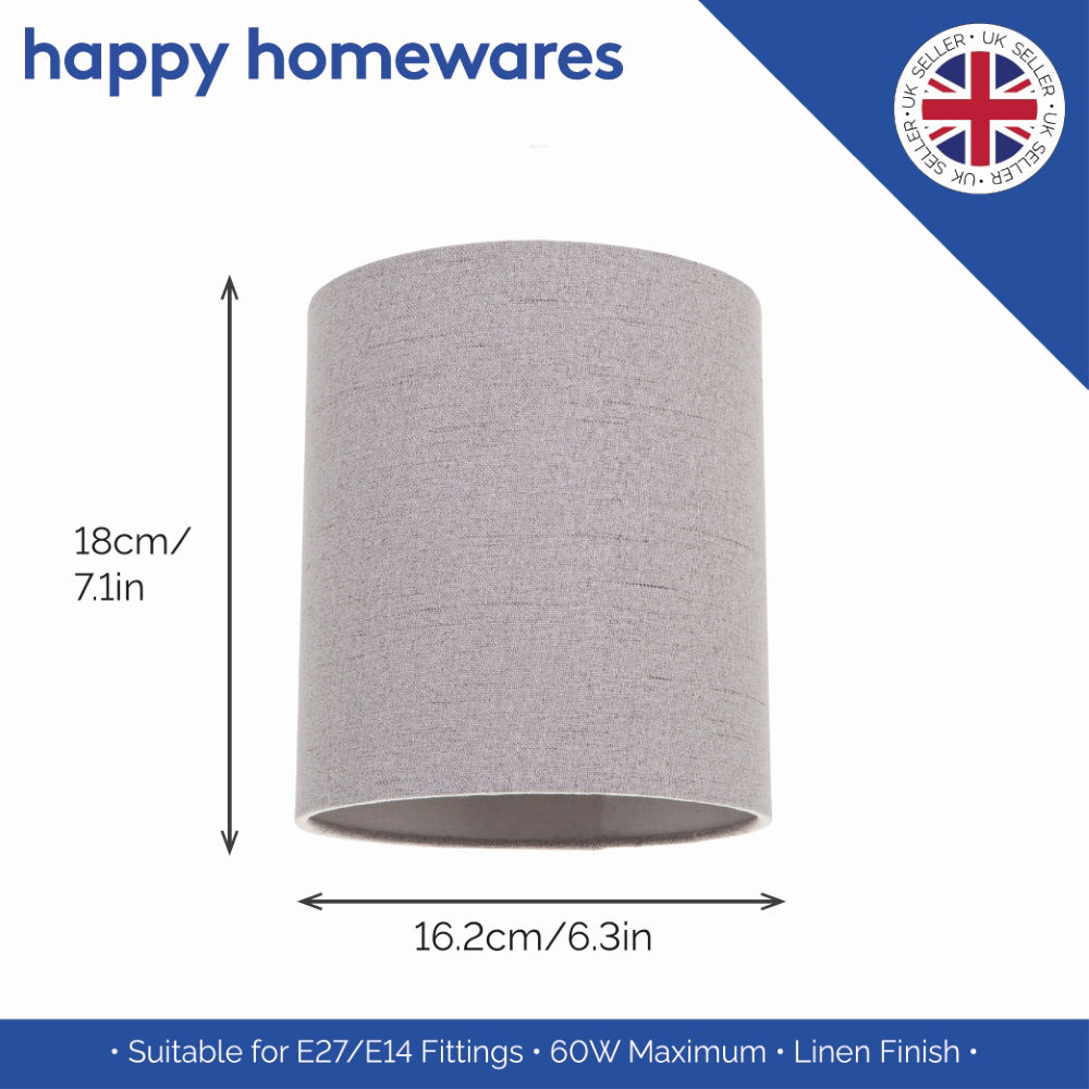 Contemporary and Sleek Grey Linen Fabric 6" Cylindrical Lamp Shade 60w Maximum Image 5