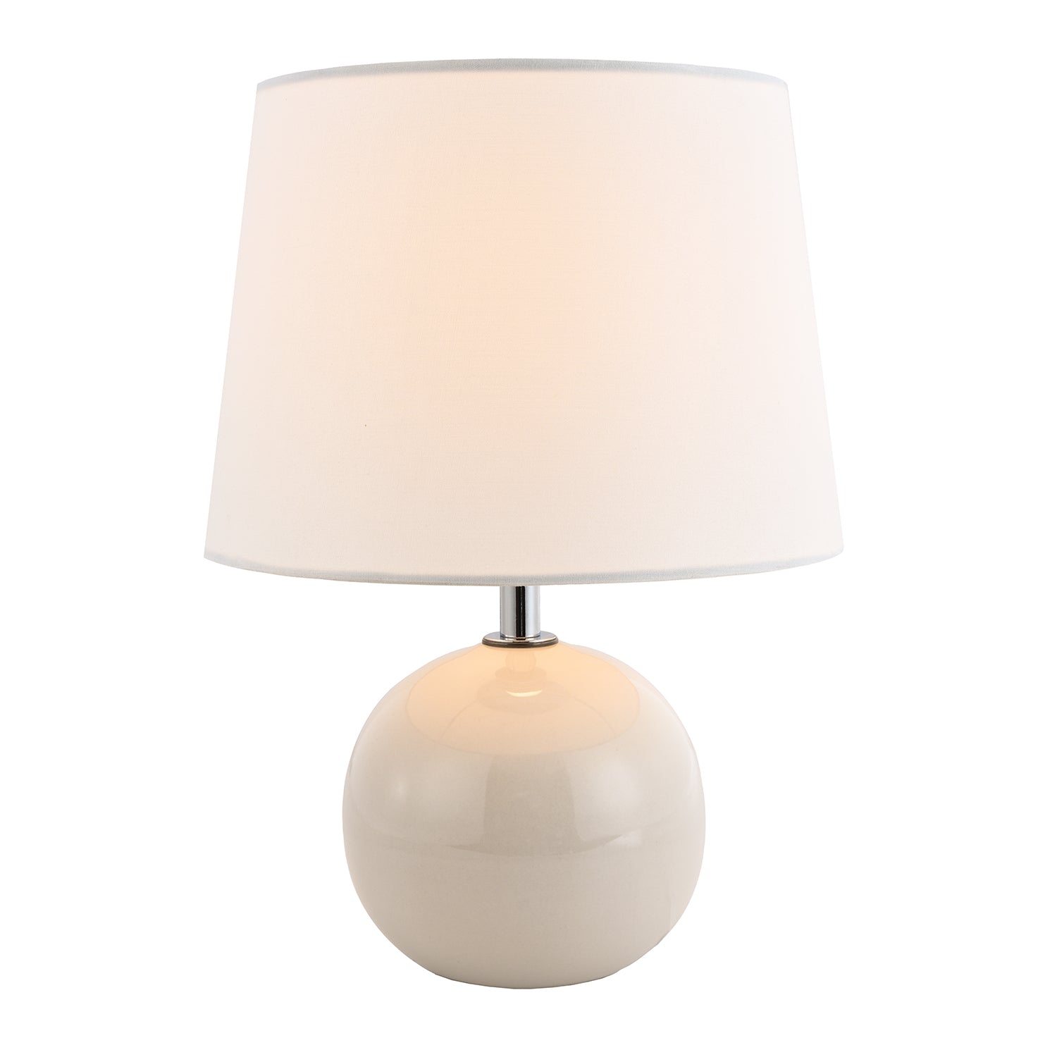 Traditional Classic Round Ceramic Table Lamp Base in Off-White Gloss Finish Image 4