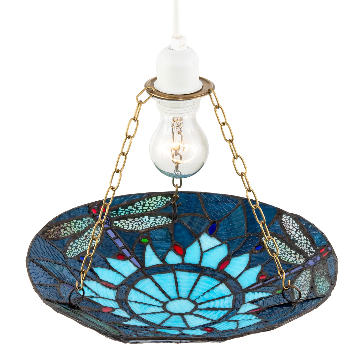Midnight and Sky Blue Dragonfly Tiffany Glass Easy Fit Pendant Shade Image 3