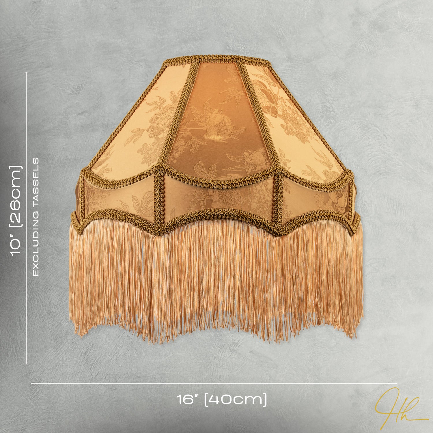Gold Faux Silk Large Victorian Lamp Shade with Textured Floral Decor Image 7
