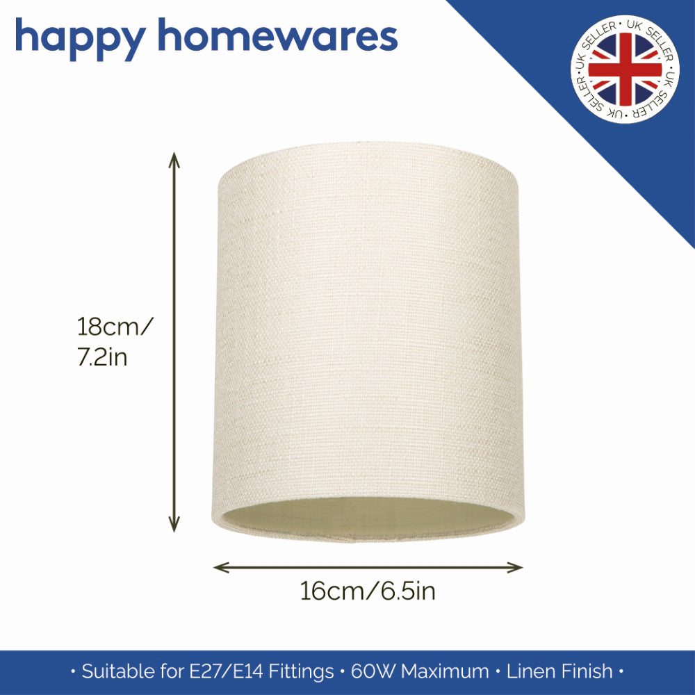 Contemporary and Sleek Cream Linen Fabric 6" Cylindrical Lamp Shade 60w Maximum Image 5