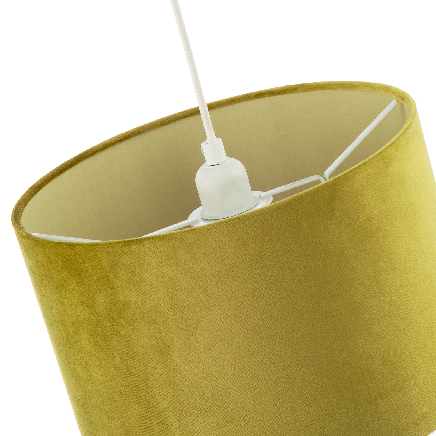 Soft Velvet Olive Green Fabric Round Lamp Shade for Table or Pendant Image 5