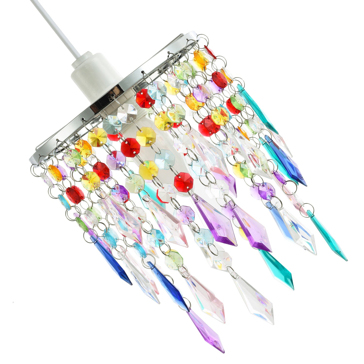 Modern Waterfall Design Pendant Shade with Multi Colour Acrylic Drops and Beads Image 4