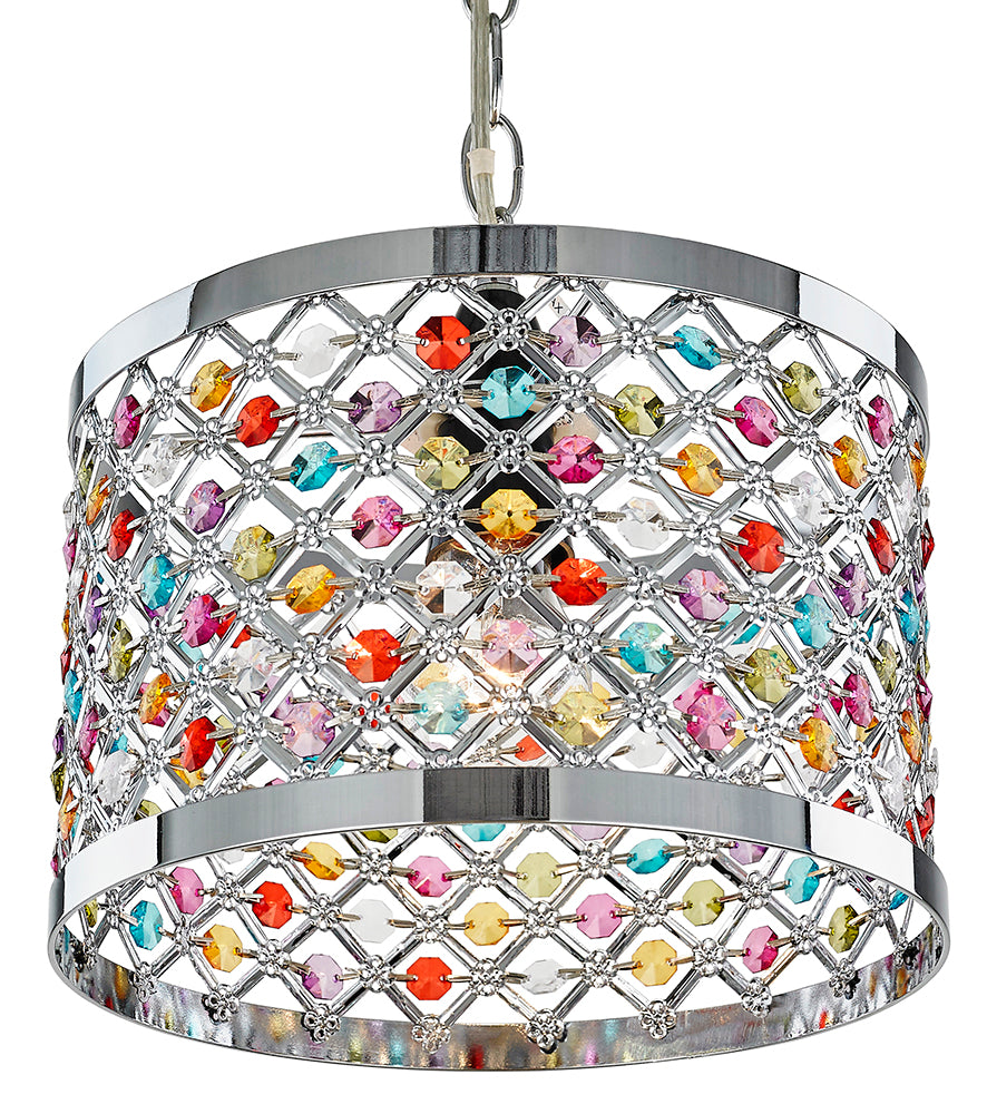 Modern Sparkly Ceiling Pendant Light Shade with Multi-Coloured Beads Image 2