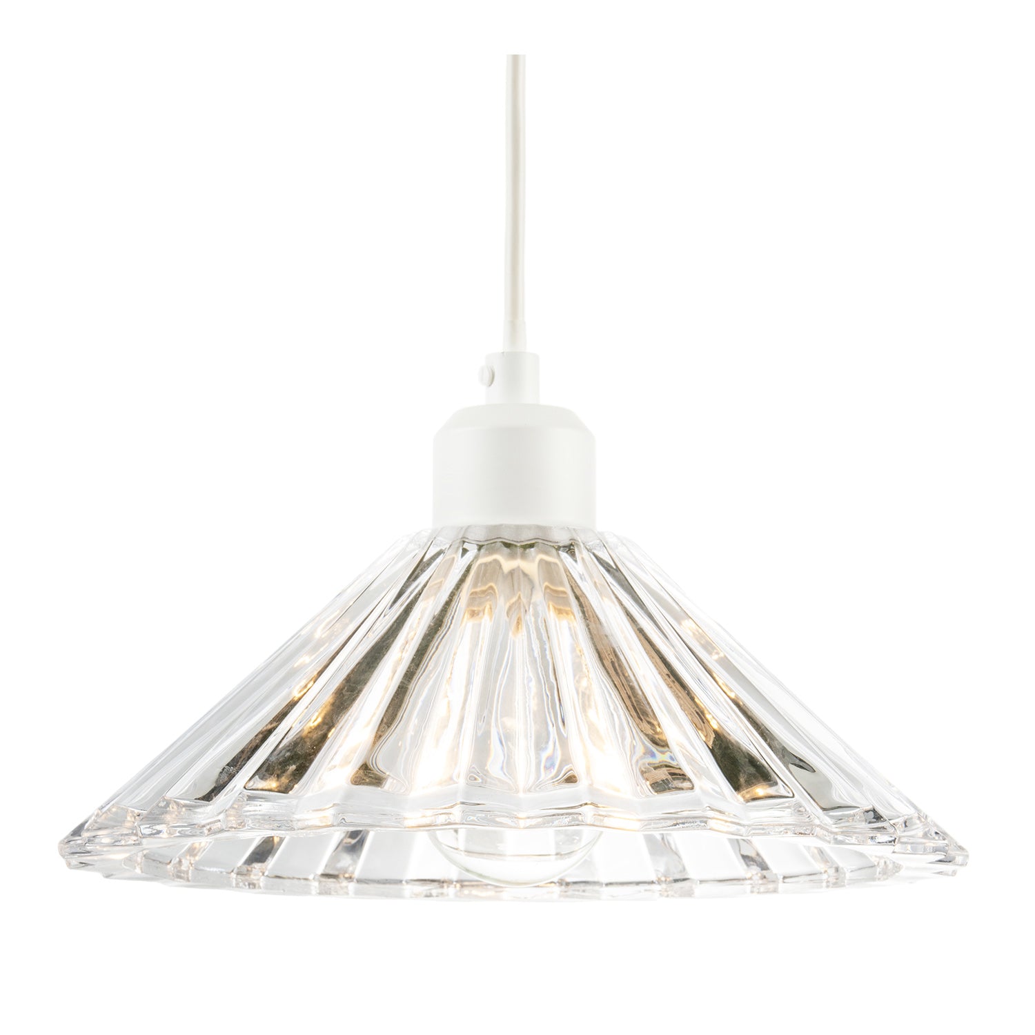 Modern Vertical Fluted Thick Clear Glass Pendant Ceiling Light Shade Image 2