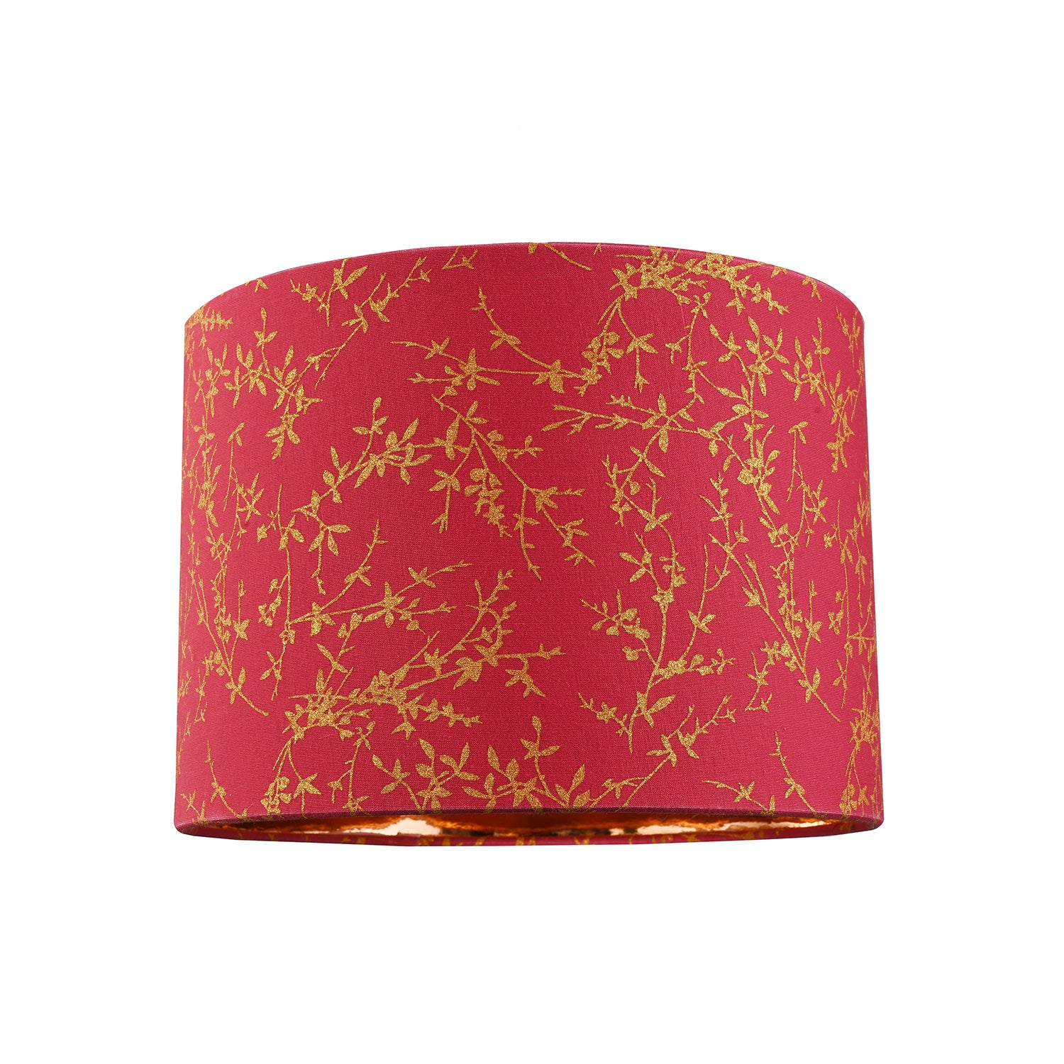 Modern Burgundy Cotton Fabric 10" Lamp Shade with Copper Foil Floral Decoration Image 1