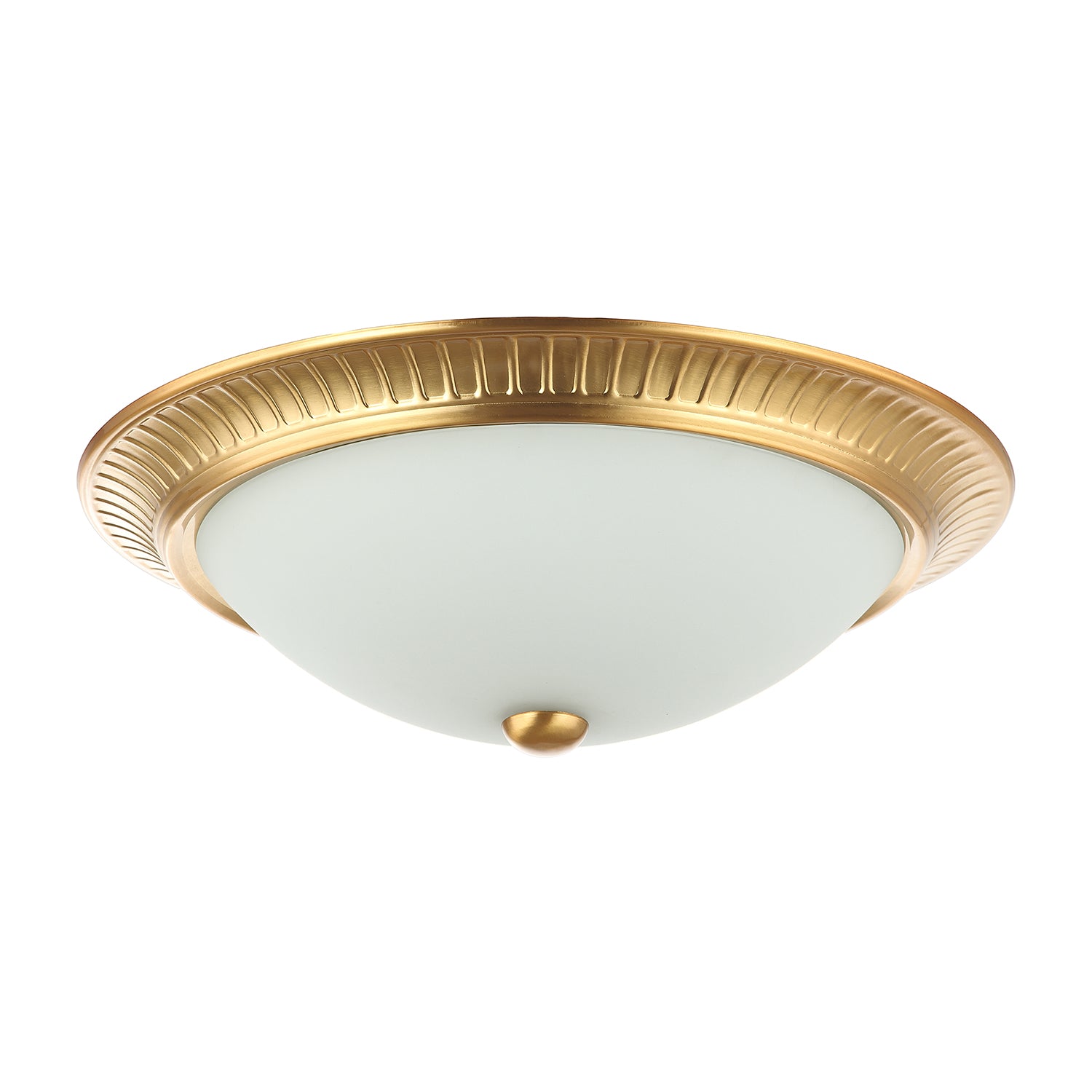 Traditional Brushed Gold Flush Ceiling Light Fitting with Opal Glass Diffuser Image 1