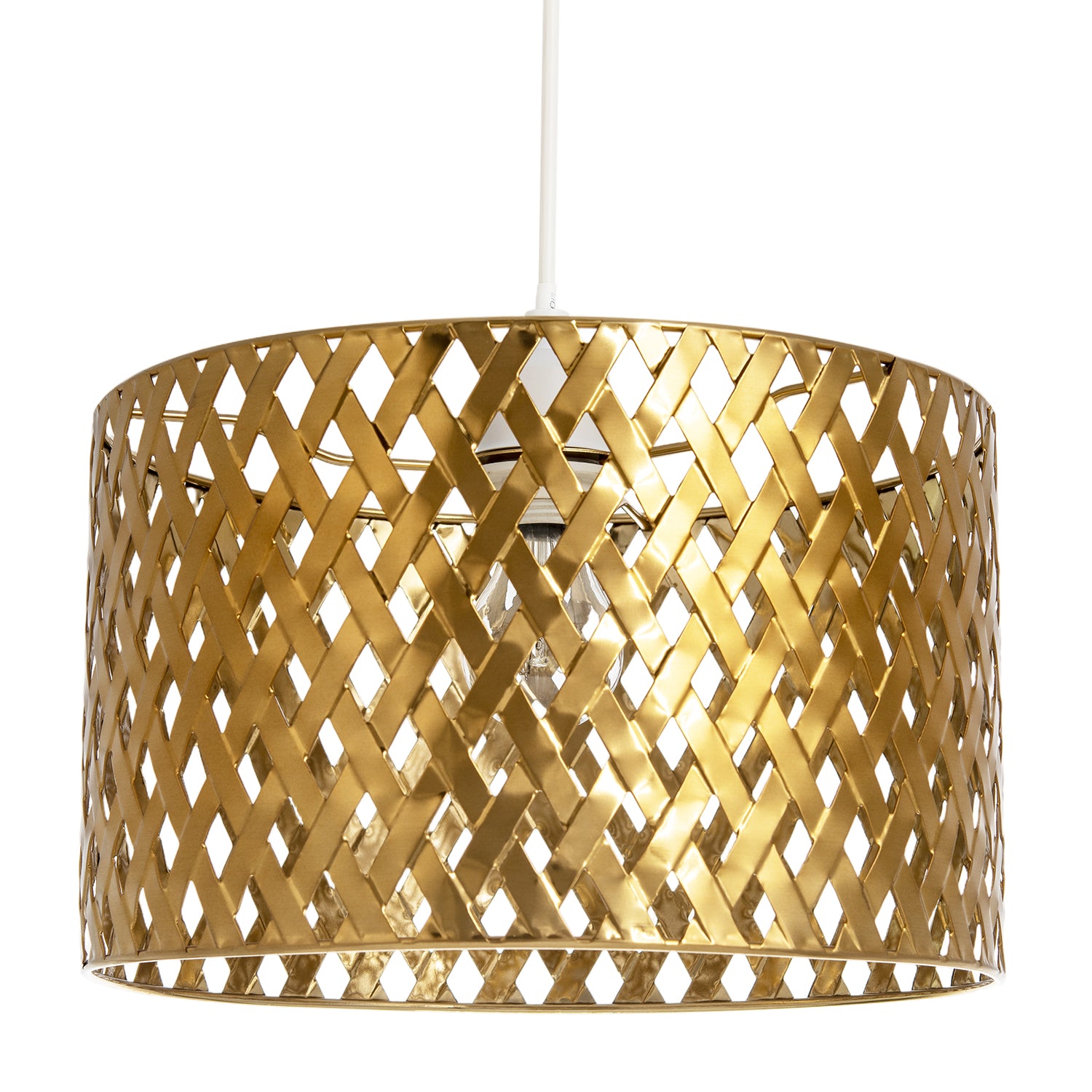 Modern Unique Pendant Light Shade in Metallic Gold with Lattice Design Image 1