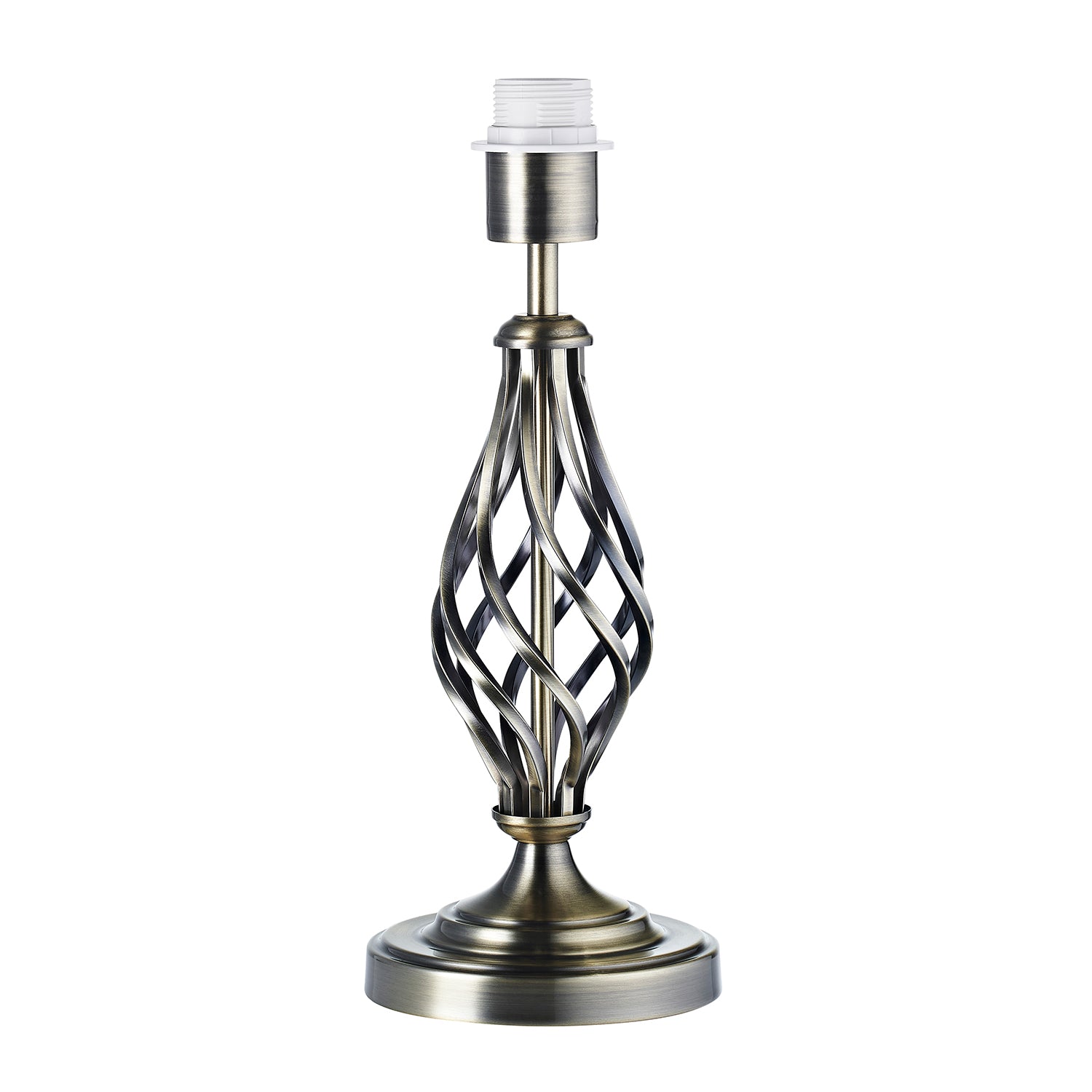 Traditional Brushed Antique Brass Table Lamp Base with Twist Metal Stem Design Image 1