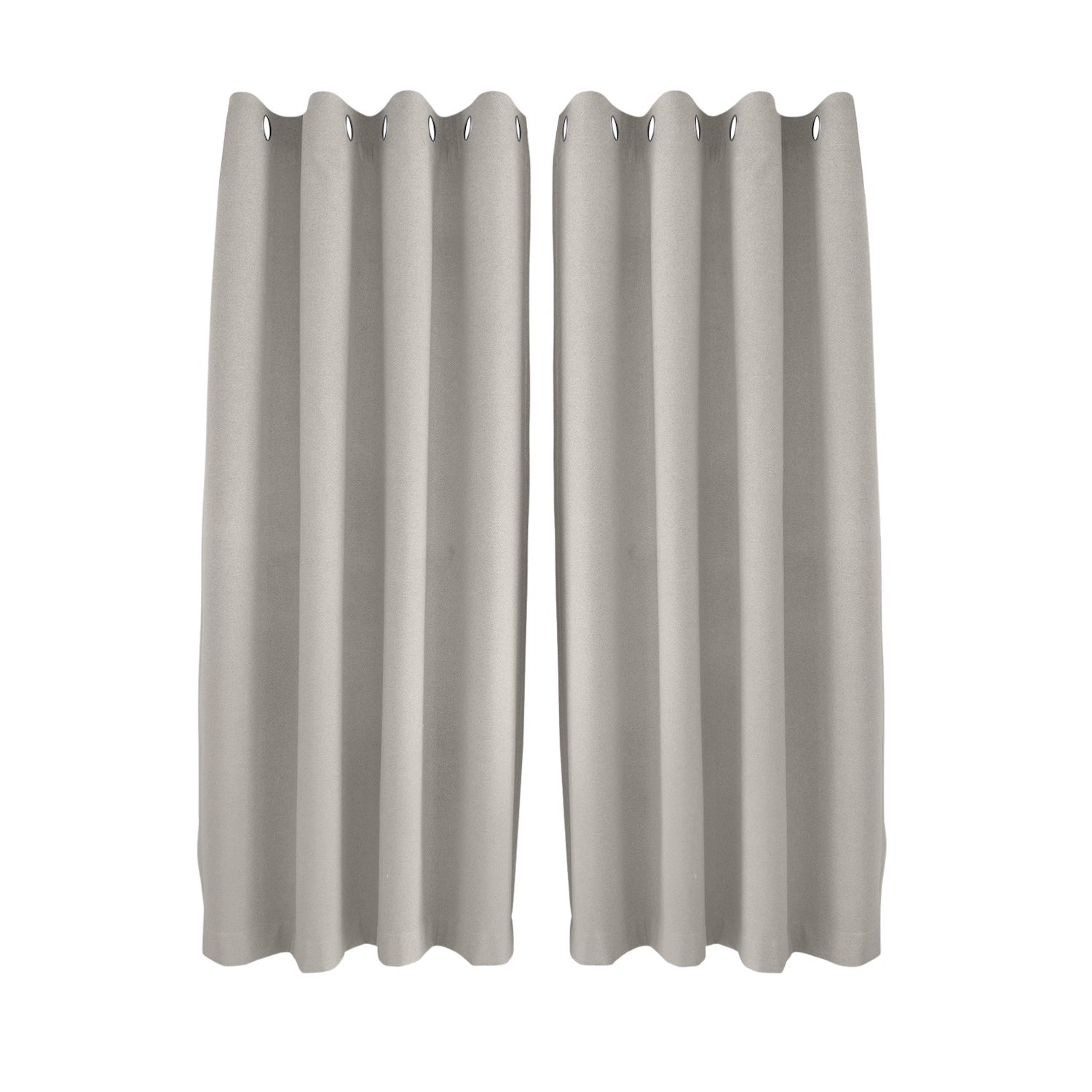 Taupe Grey Linen Blackout Eyelet Curtains - 46x63 Inch Drop - 2 Panel Image 1