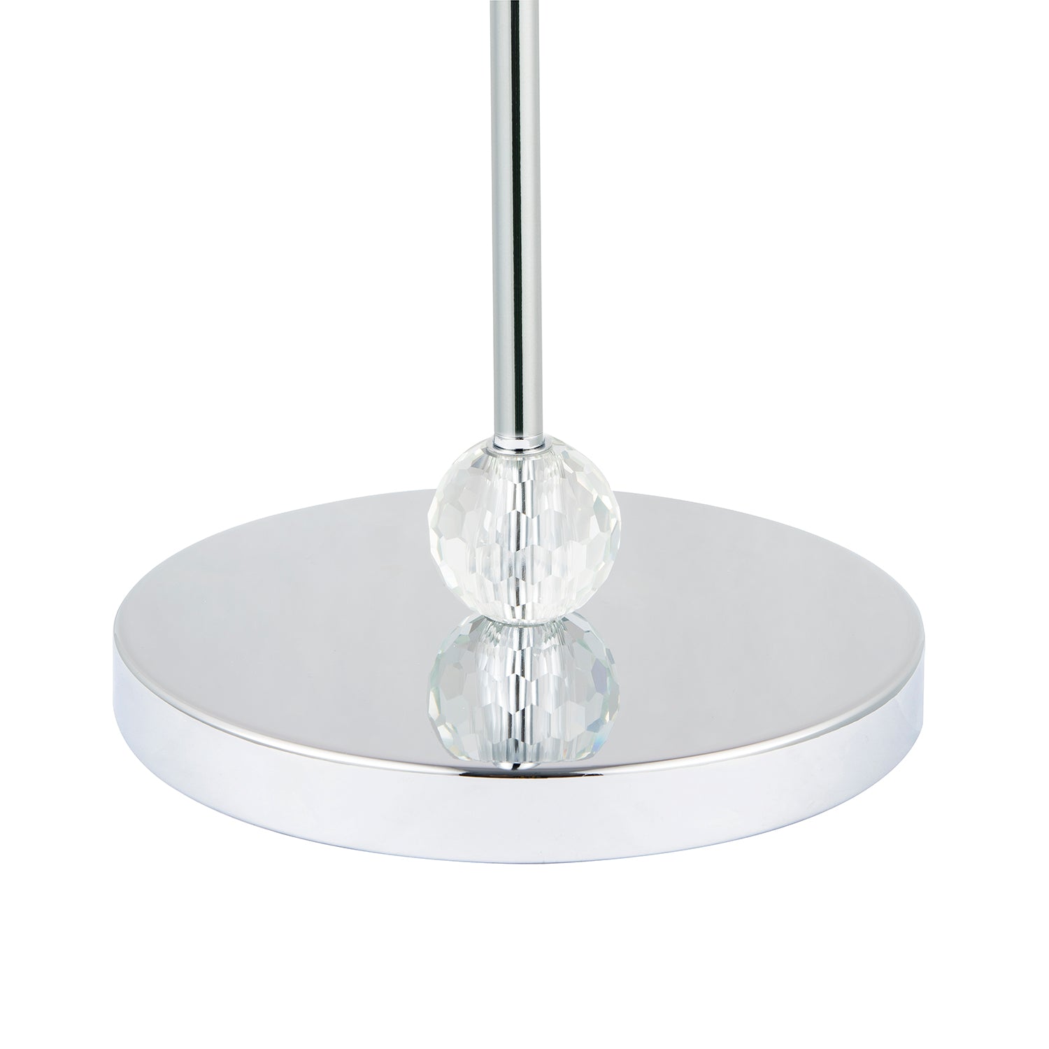 Modern Designer Chrome Floor Lamp Base with Clear Crystal Glass Faceted Spheres Image 2