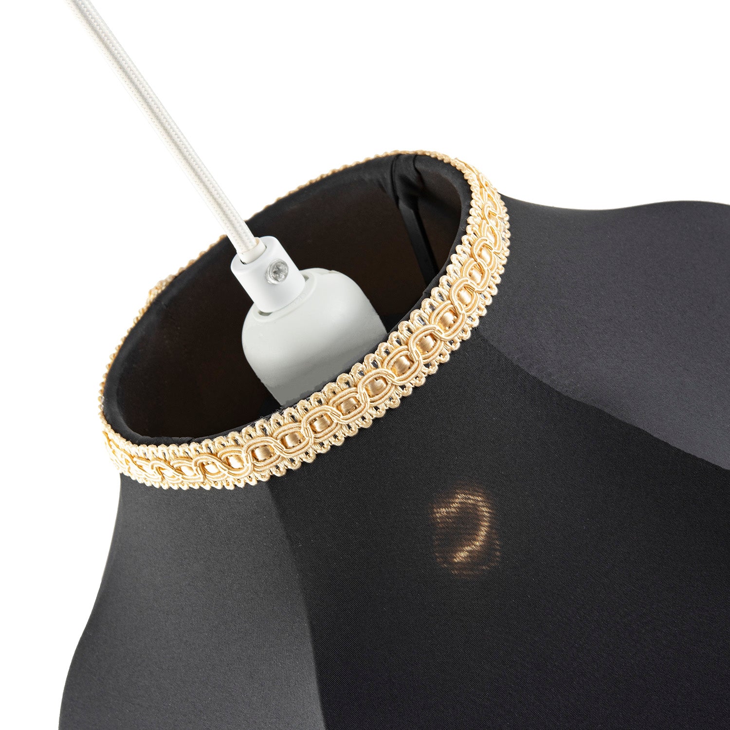 Victorian Designed Empire Lampshade in Black Faux Silk with Gold Trims Image 3