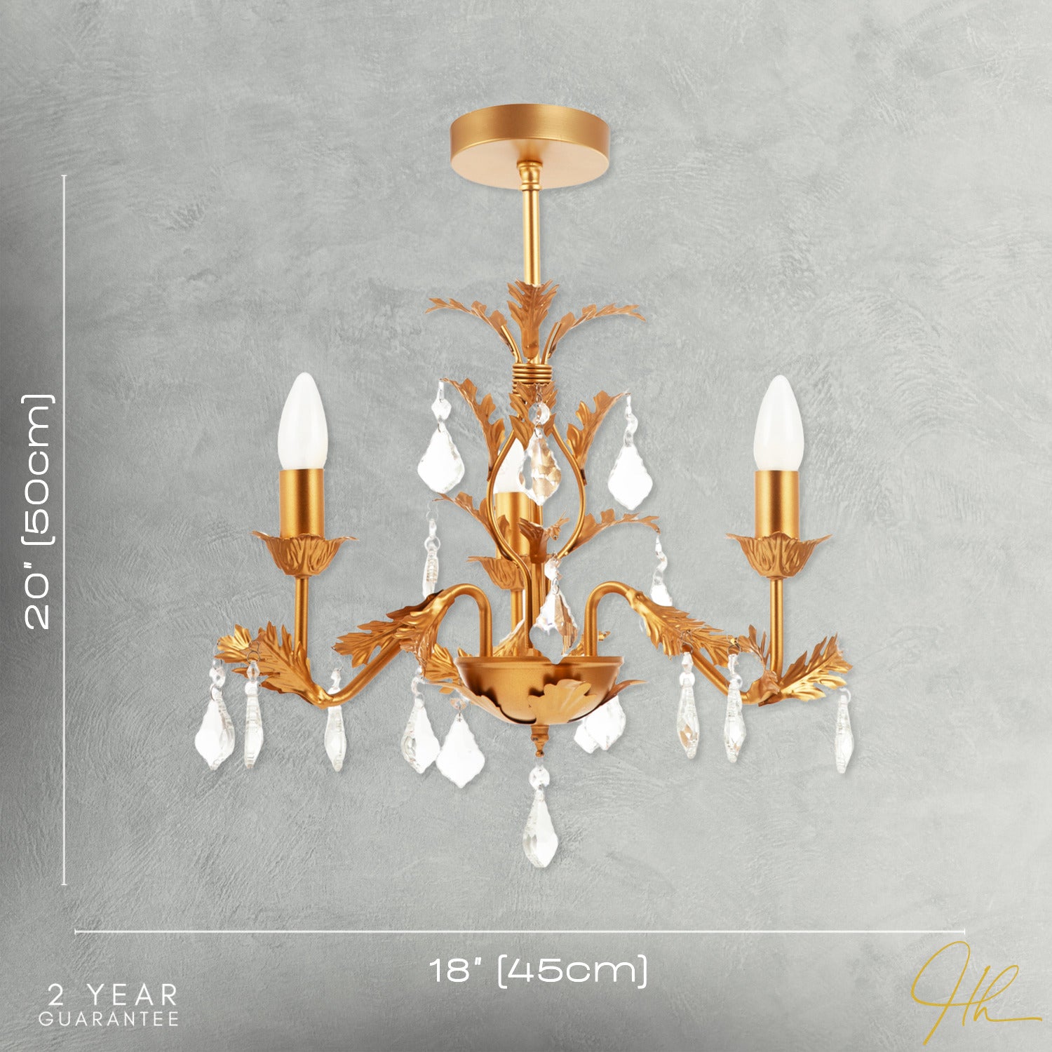 French Inspired Satin Gold Chandelier Style Light with Crystal Drops Image 7