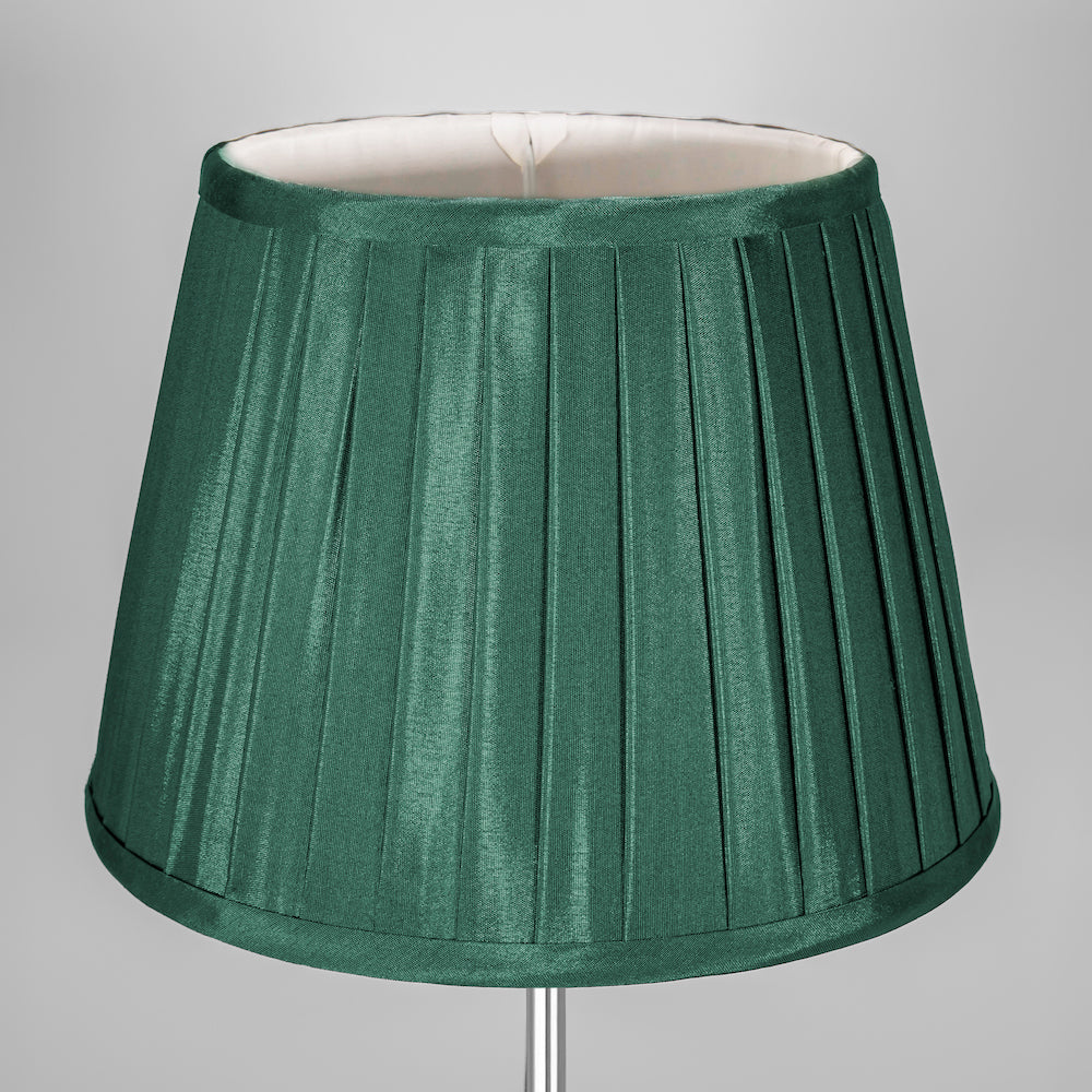 Traditional Classic Green Faux Silk Pleated Lined Lampshade - 10" Diameter Image 3