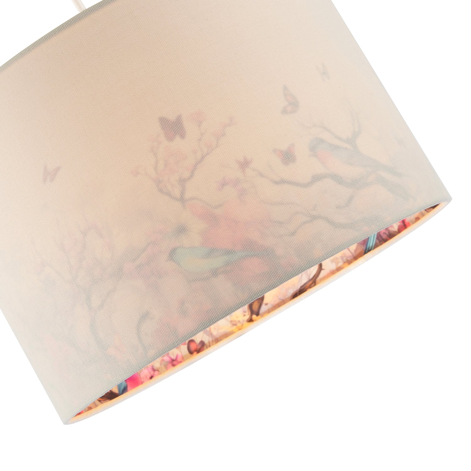 Cream Linen Fabric Lamp Shade with Inner Cotton Colourful Floral Print Image 3