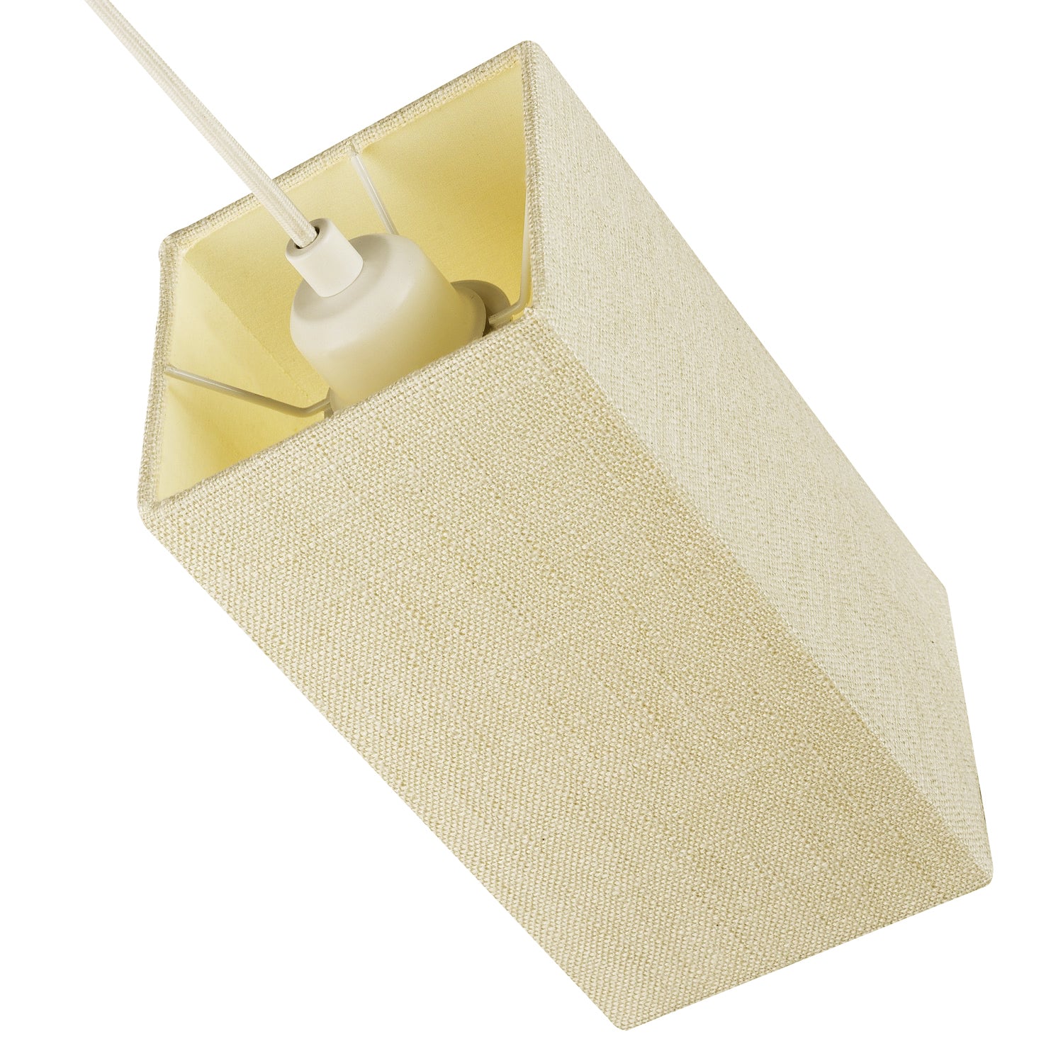 Modern and Stylish Textured Cream Linen Fabric Tall Rectangular 25cm Lampshade Image 4