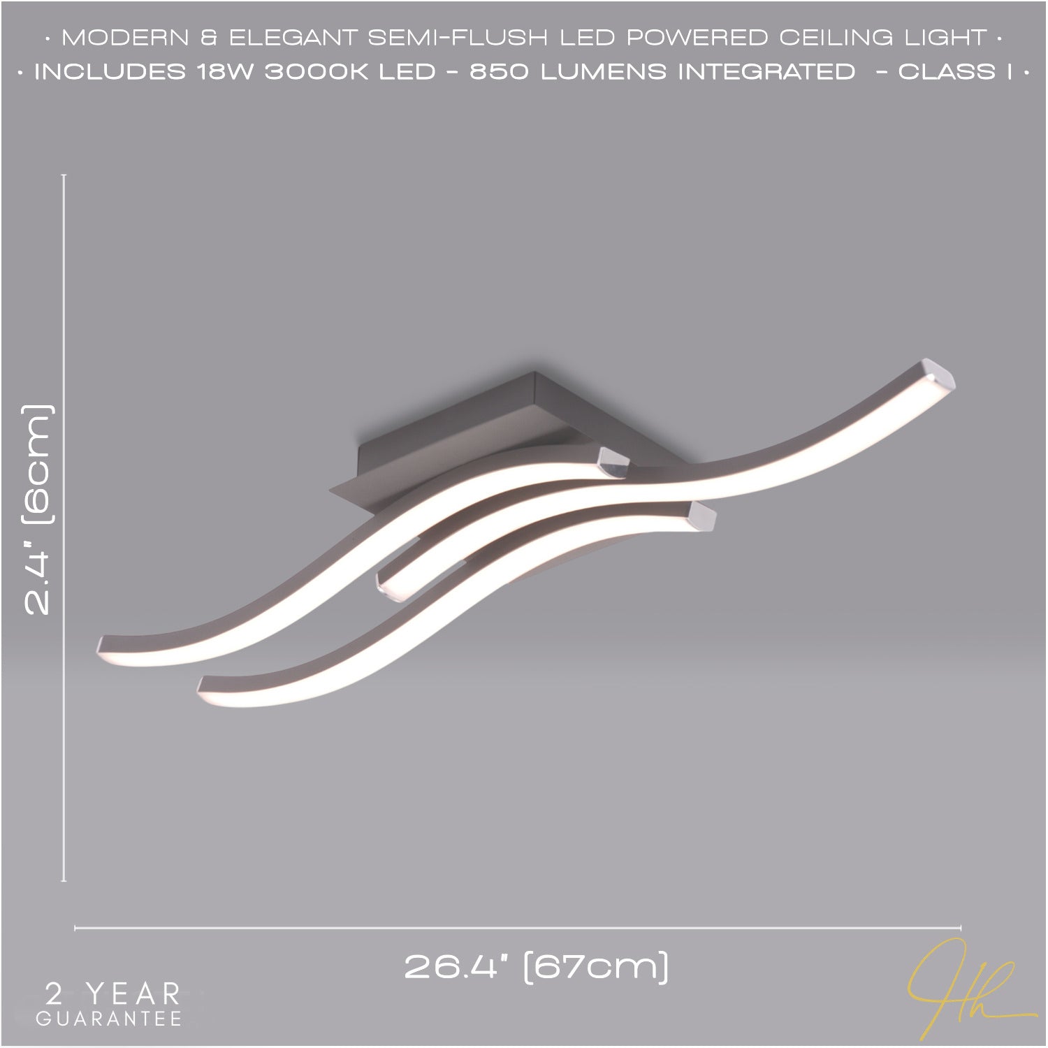 Modern Triple Wavy Strip Flush LED Ceiling Light Fixture in Matte Grey Sand Image 5