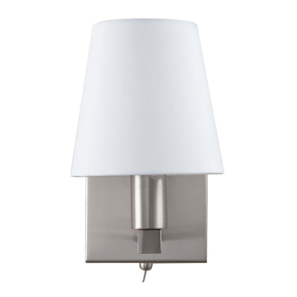 Sleek Bedside Wall Light in Satin Nickel with Toggle Switch and Shade Image 5
