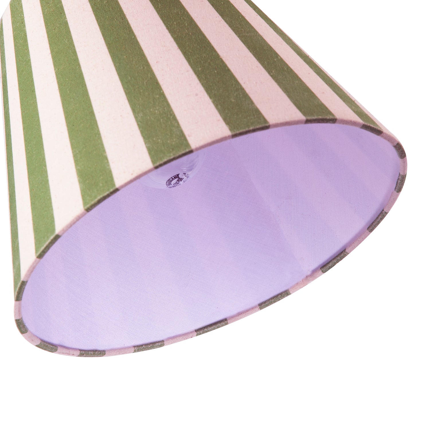 Olive Green and Oatmeal Linen Striped Coolie Shade with Cotton Inner Image 5