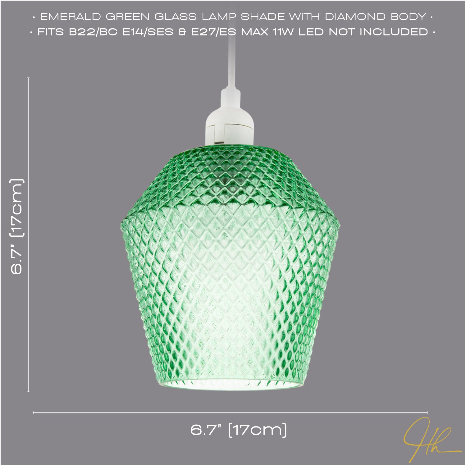 Modern and Compact Diamond Design Emerald Green Glass Pendant Shade Image 6