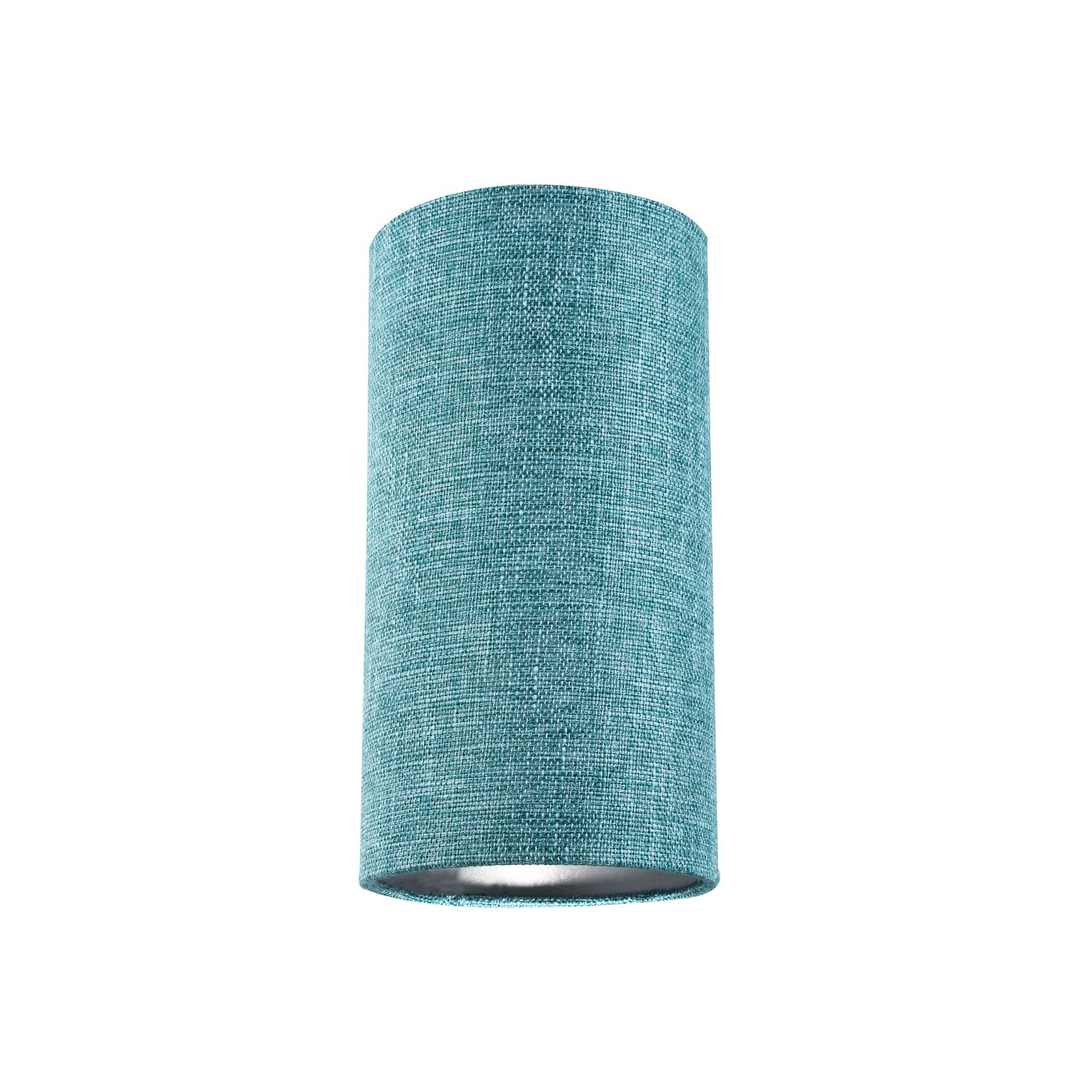 Modern and Stylish Textured Teal Linen Fabric Tall Cylindrical 25cm Lampshade Image 1