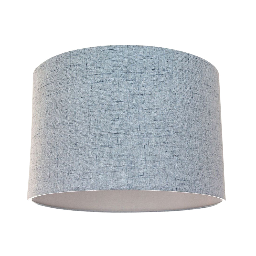 Modern and Sleek Blue Textured Linen Fabric 10" Drum Lamp Shade 60w Maximum Image 1